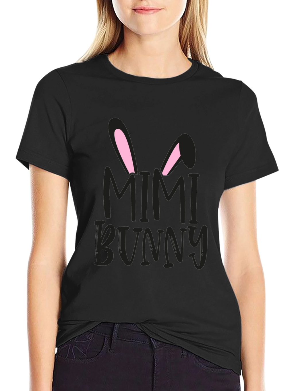 Mimi Bunny Easter Graphic Tee - Black