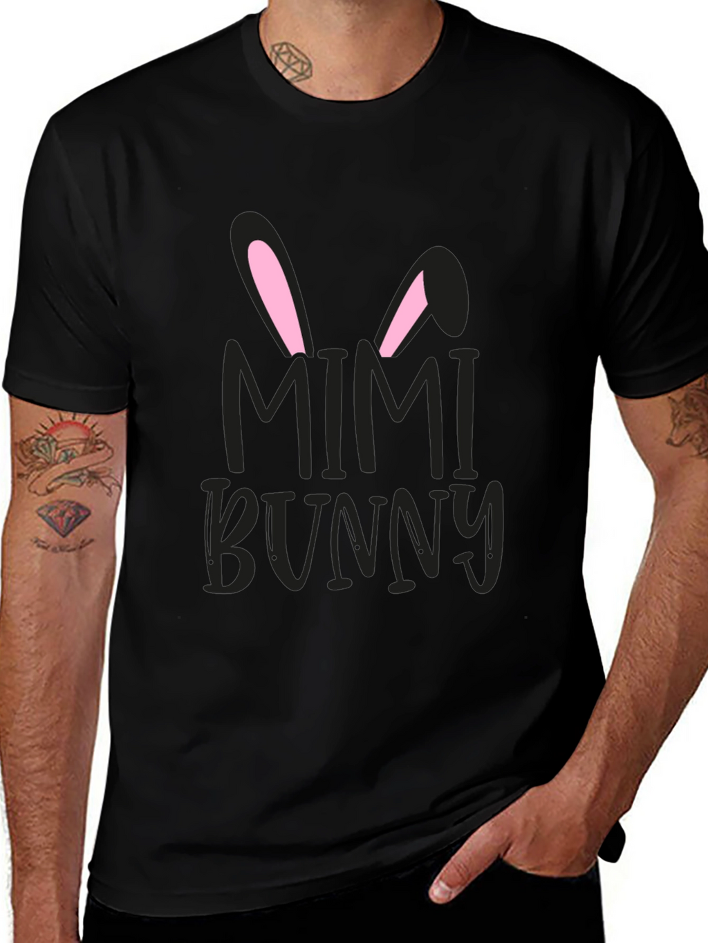 Mimi Bunny Easter Graphic Tee - Black