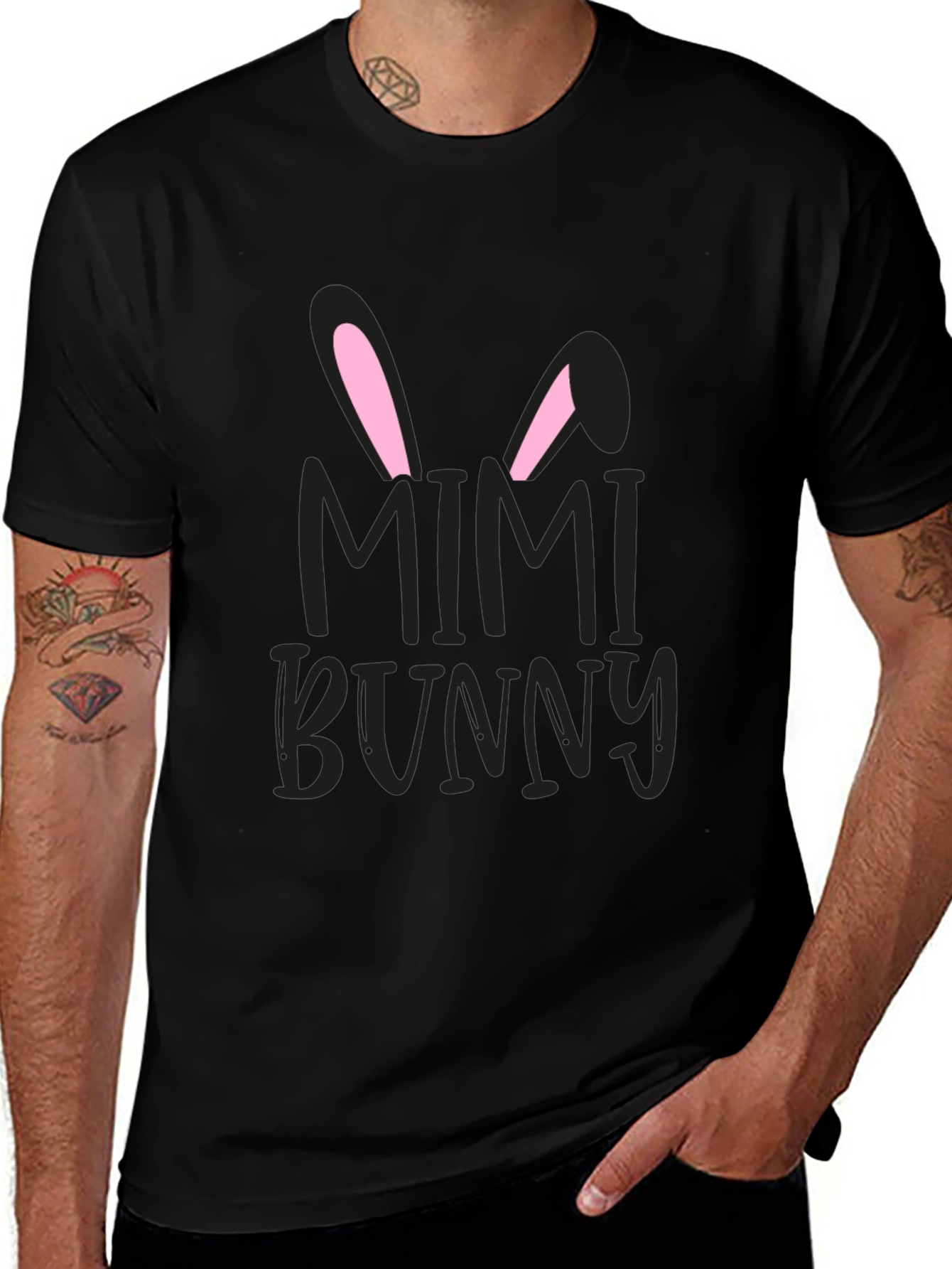 Mimi Bunny Easter Graphic Tee - Black