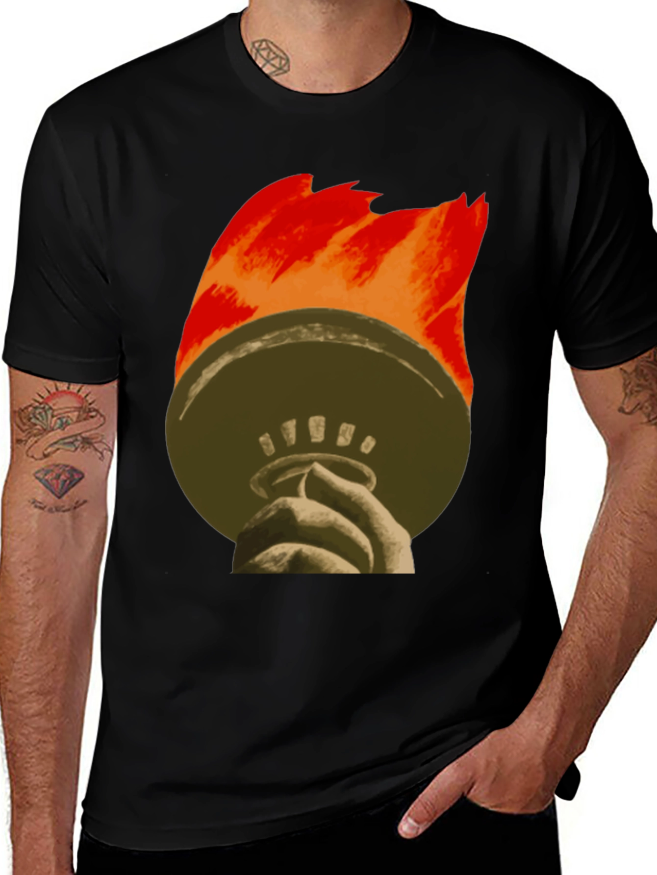 Liberty Torch Graphic Tee - Black Cotton