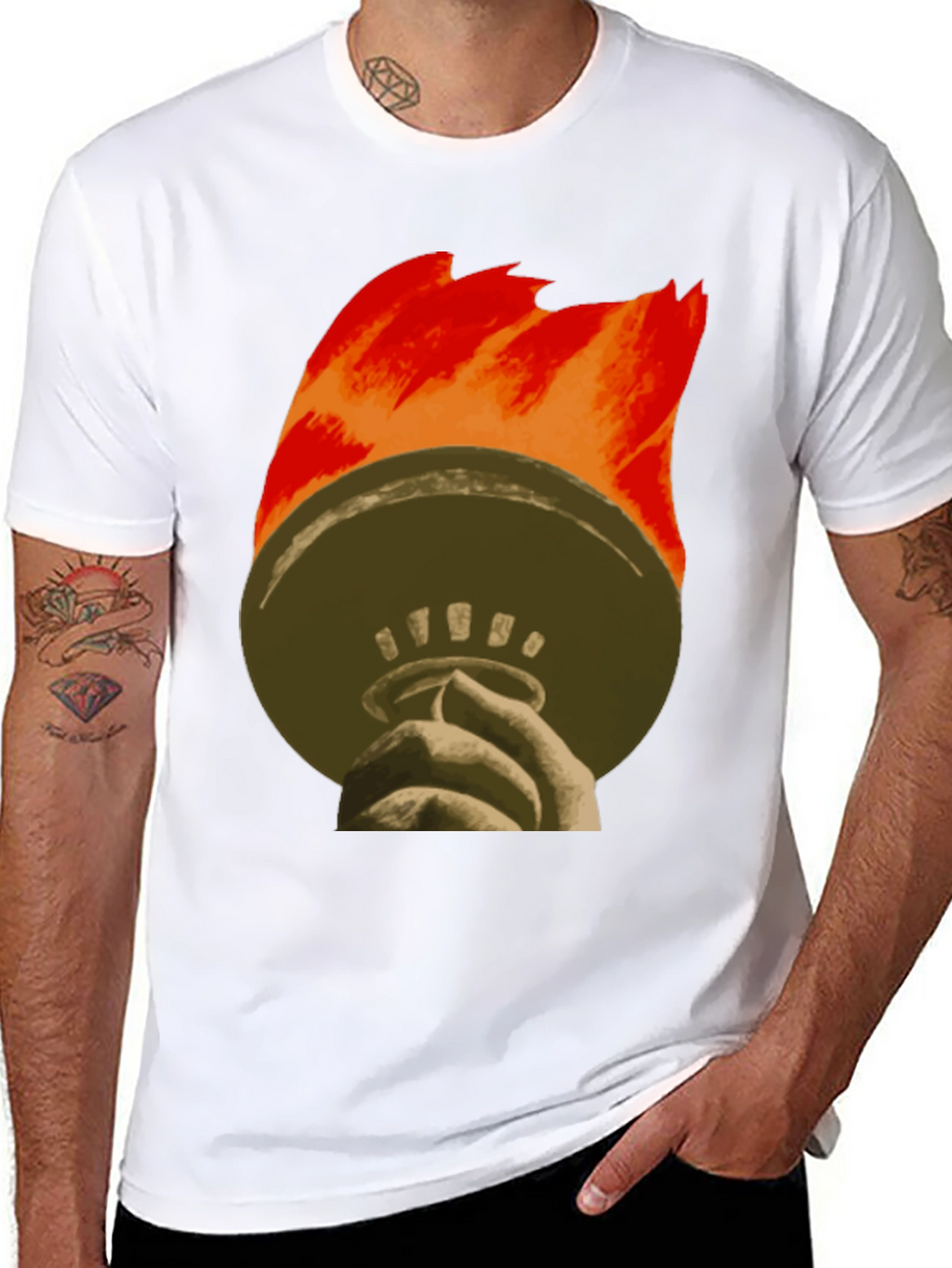Liberty Torch Graphic Tee - Black Cotton