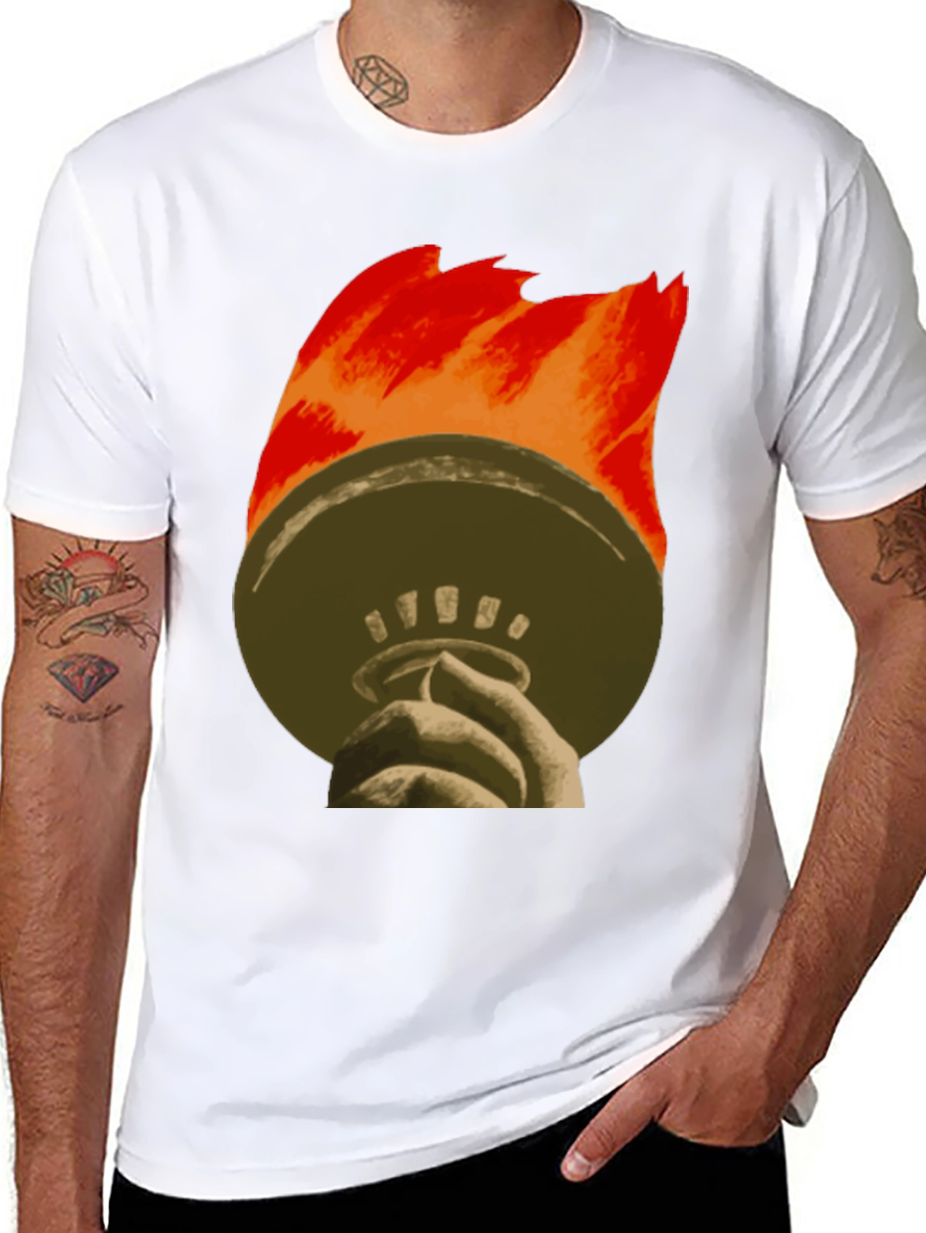 Liberty Torch Graphic Tee - Black Cotton