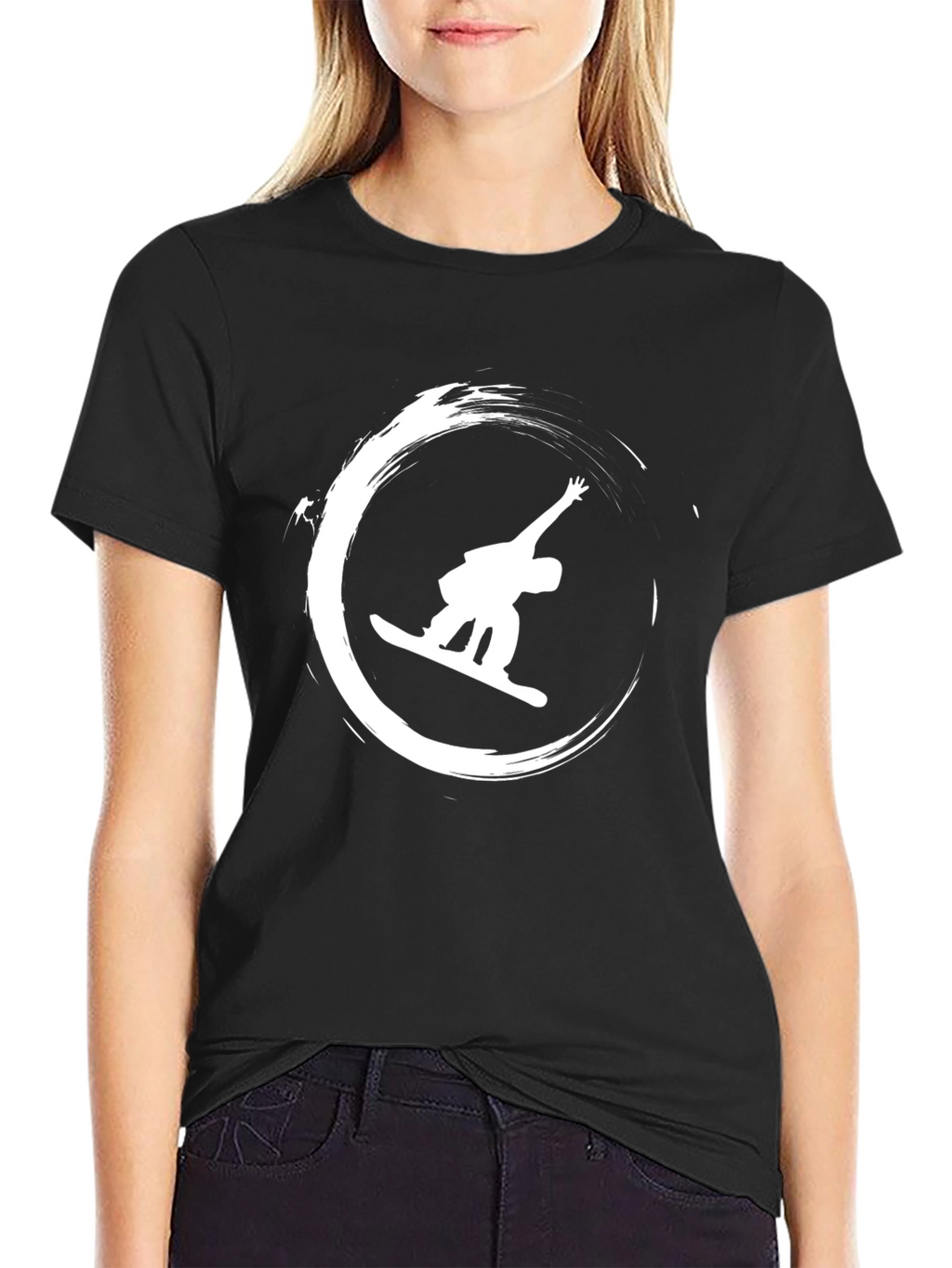 Snowboarder Graphic Tee - Black Cotton Shirt