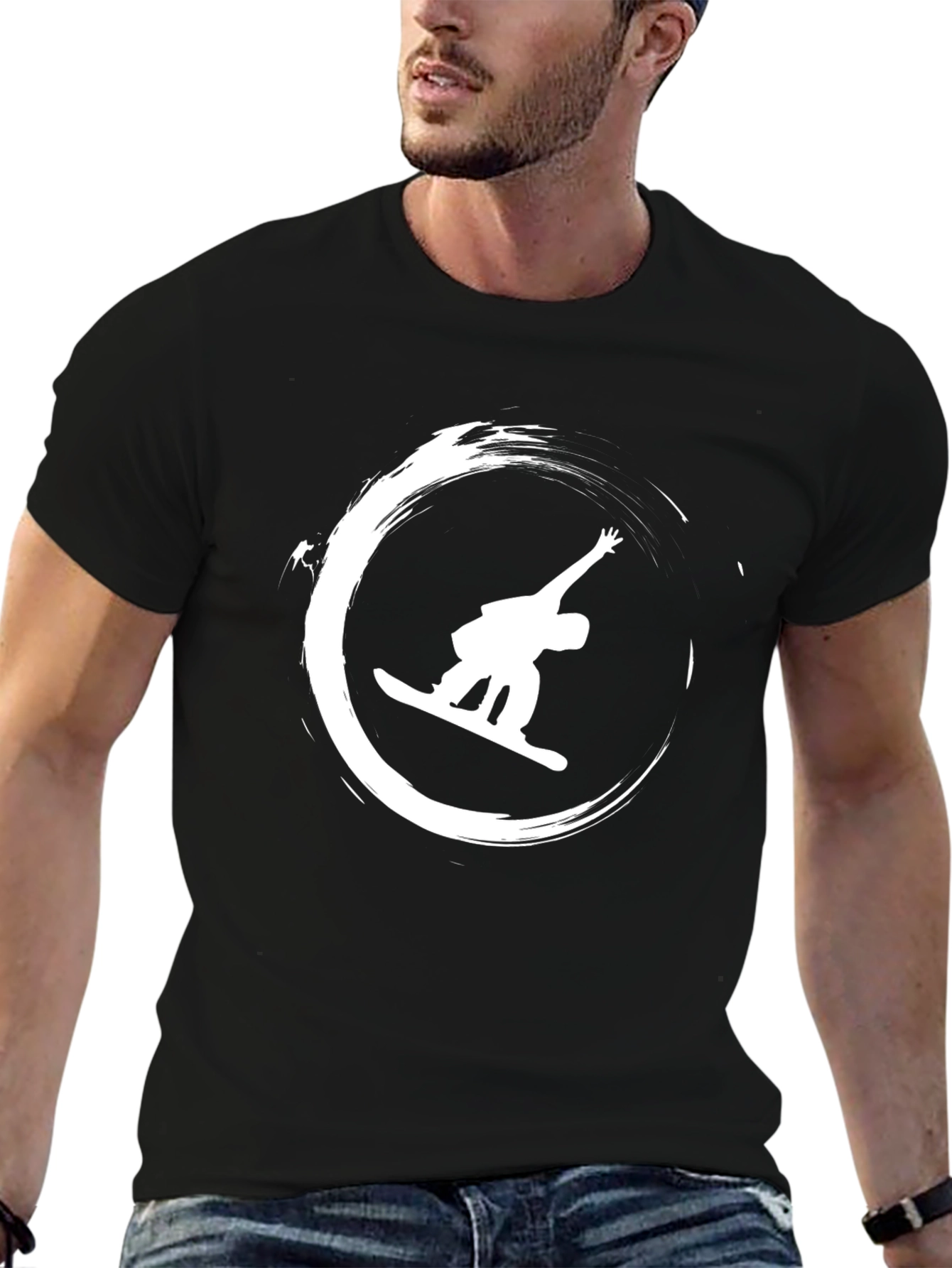 Snowboarder Graphic Tee - Black Cotton Shirt