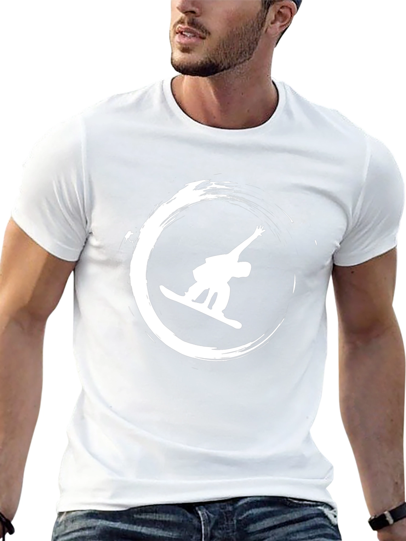 Snowboarder Graphic Tee - Black Cotton Shirt