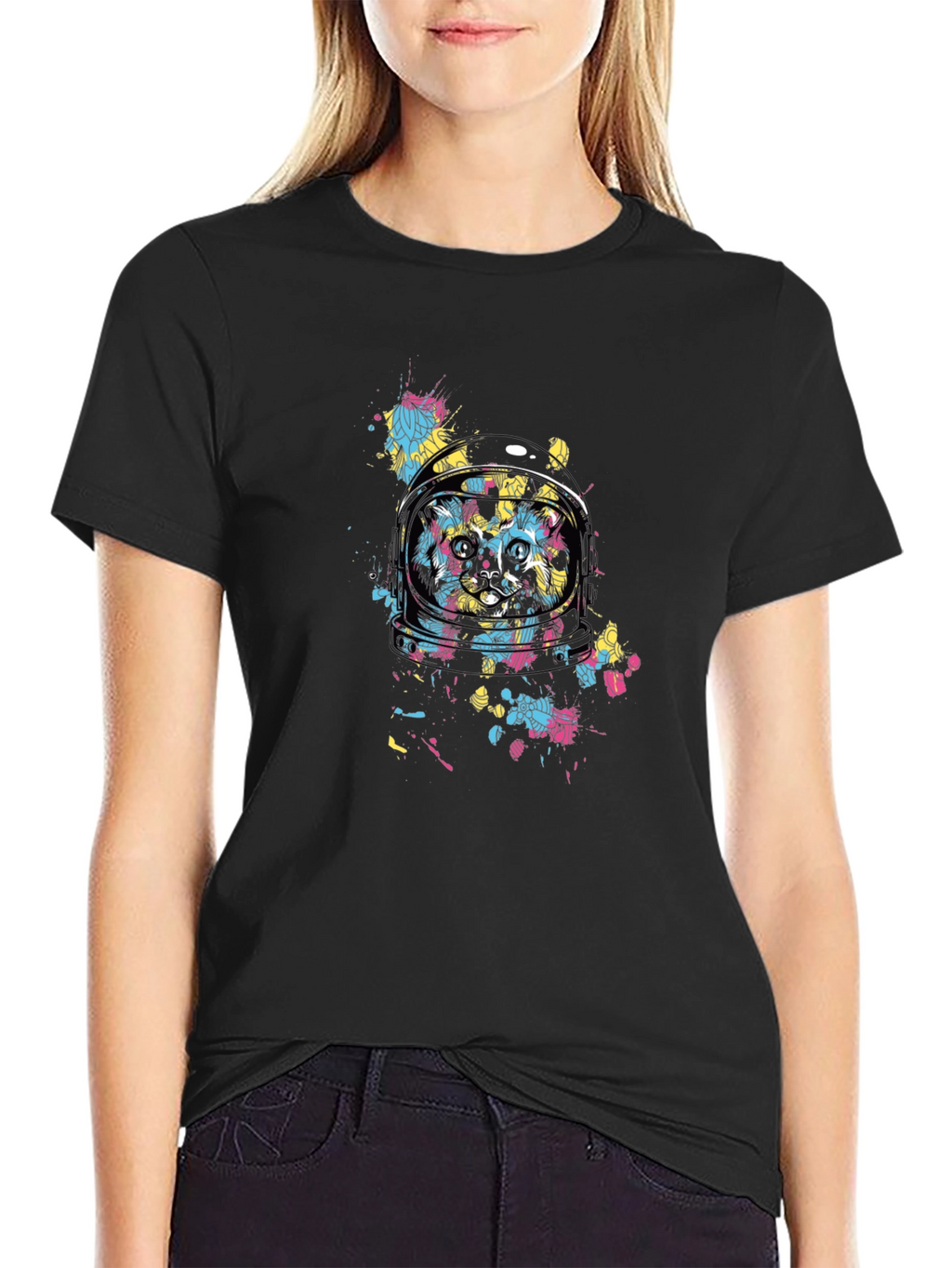 Astronaut Cat Graphic T-Shirt - Cool Space Design