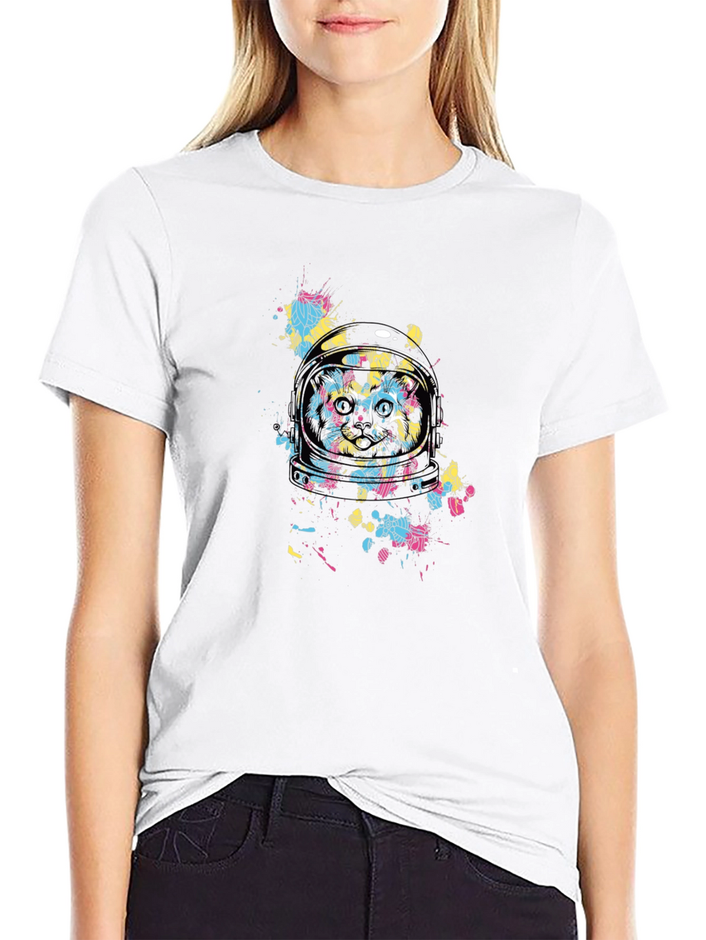 Astronaut Cat Graphic T-Shirt - Cool Space Design