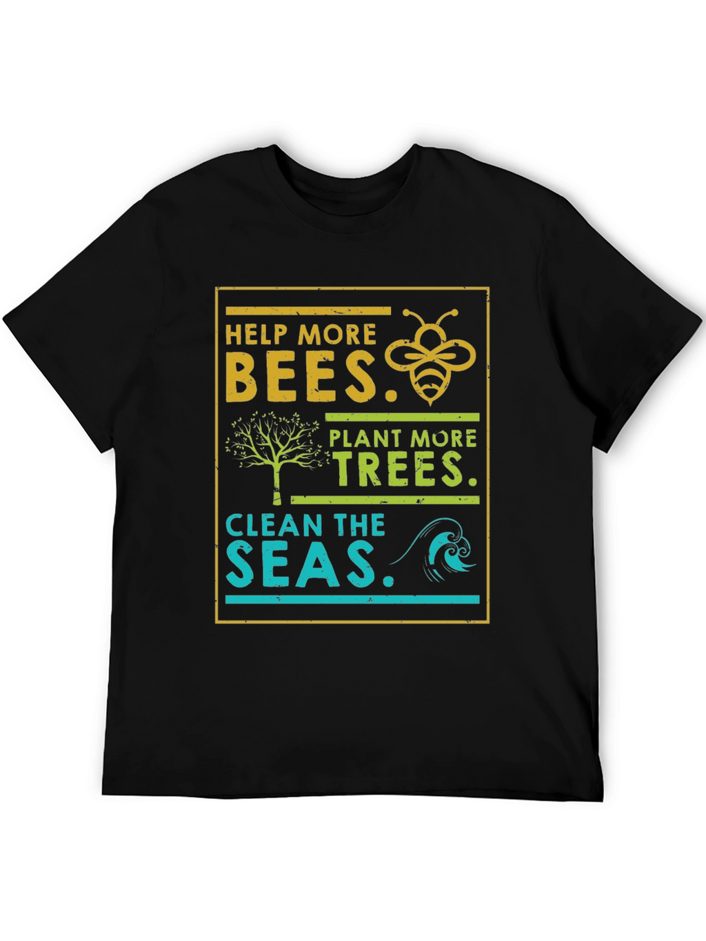 Eco-Friendly Graphic Tee: Bees Trees Seas