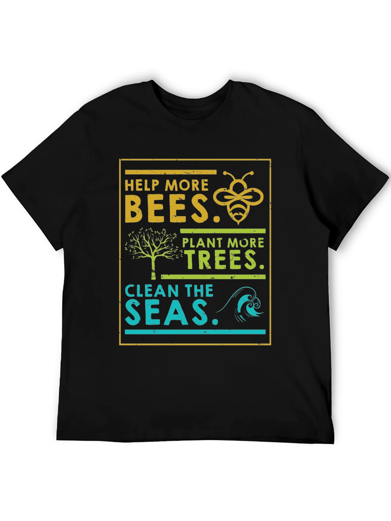 Eco-Friendly Graphic Tee: Bees Trees Seas
