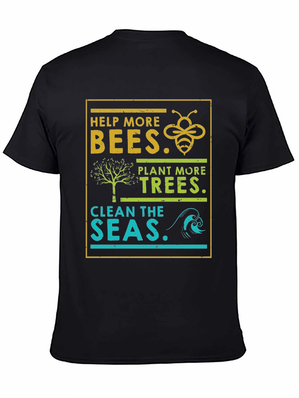 Eco-Friendly Graphic Tee: Bees Trees Seas