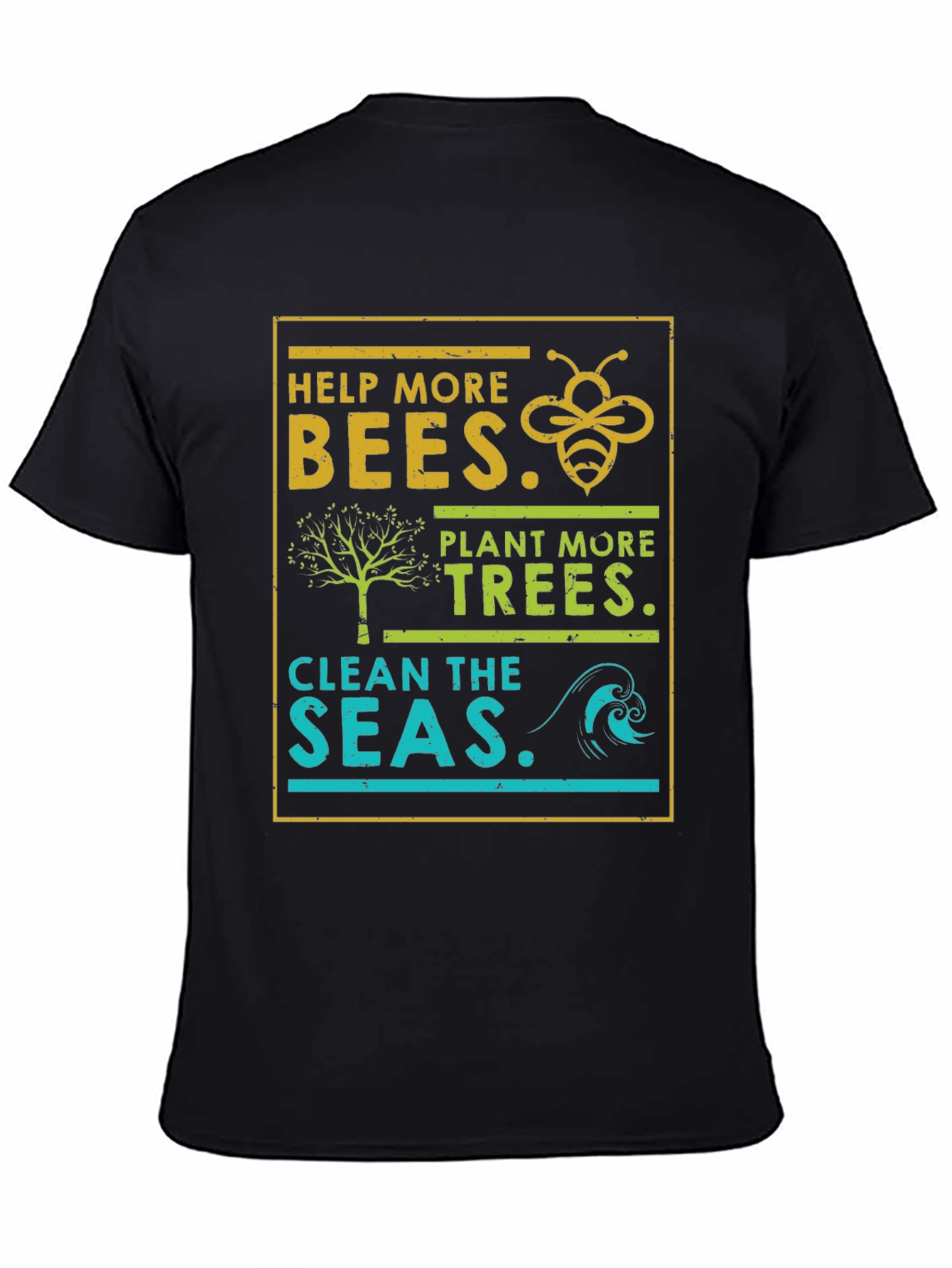 Eco-Friendly Graphic Tee: Bees Trees Seas