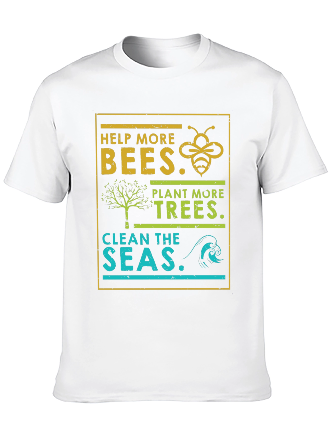 Eco-Friendly Graphic Tee: Bees Trees Seas