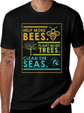 Eco-Friendly Graphic Tee: Bees Trees Seas