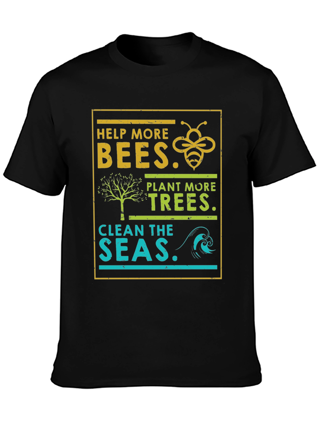 Eco-Friendly Graphic Tee: Bees Trees Seas