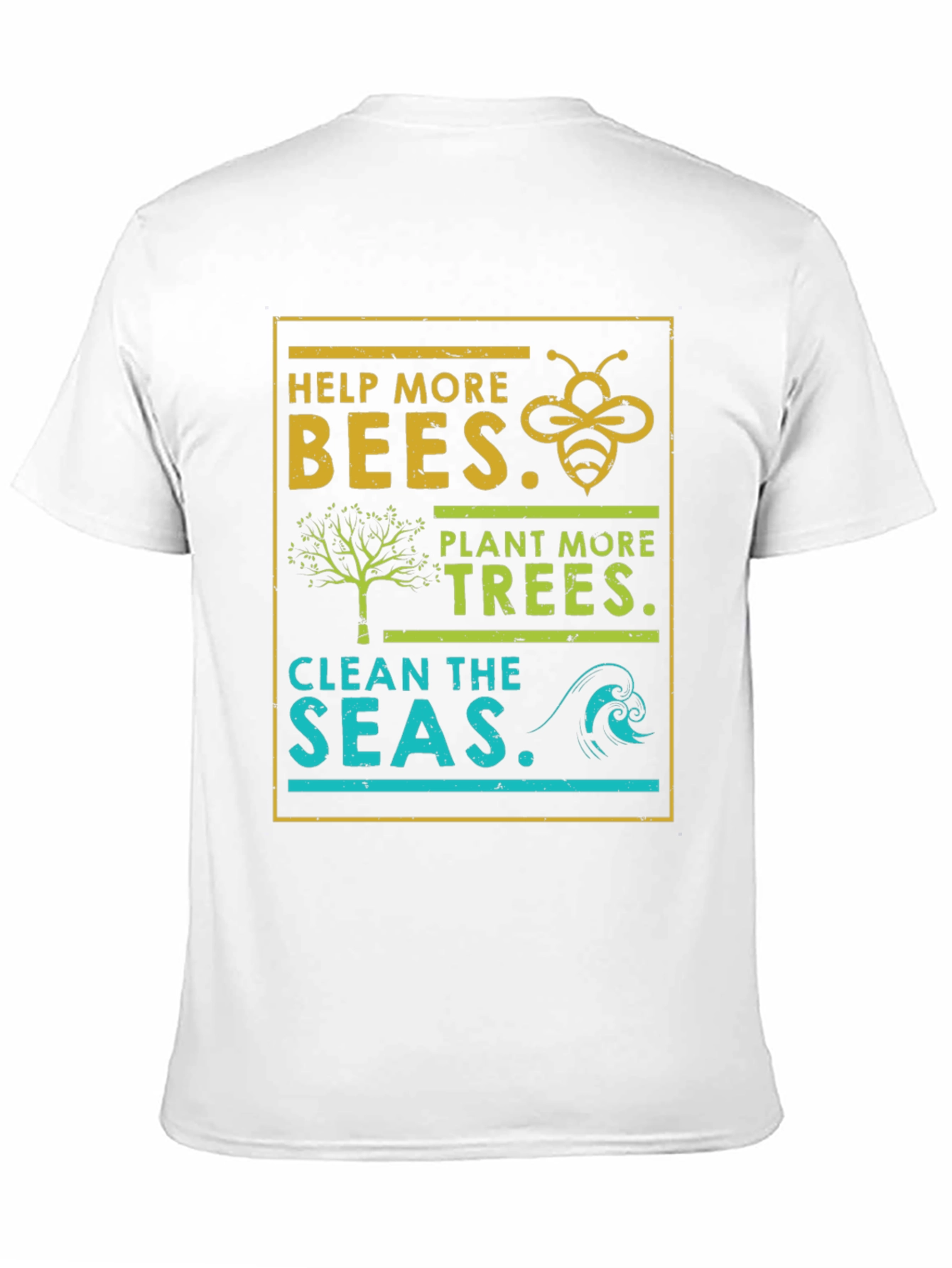 Eco-Friendly Graphic Tee: Bees Trees Seas