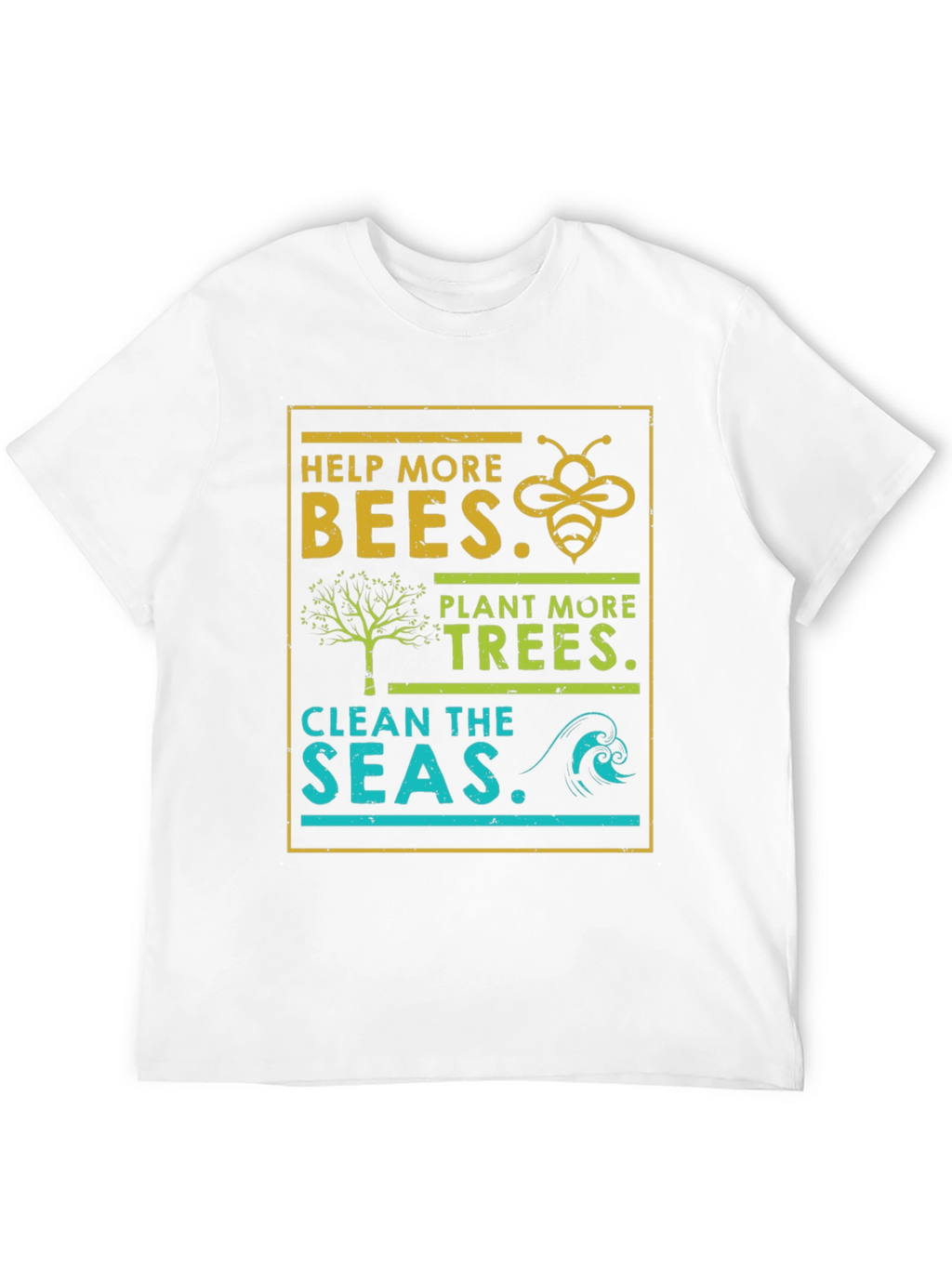 Eco-Friendly Graphic Tee: Bees Trees Seas
