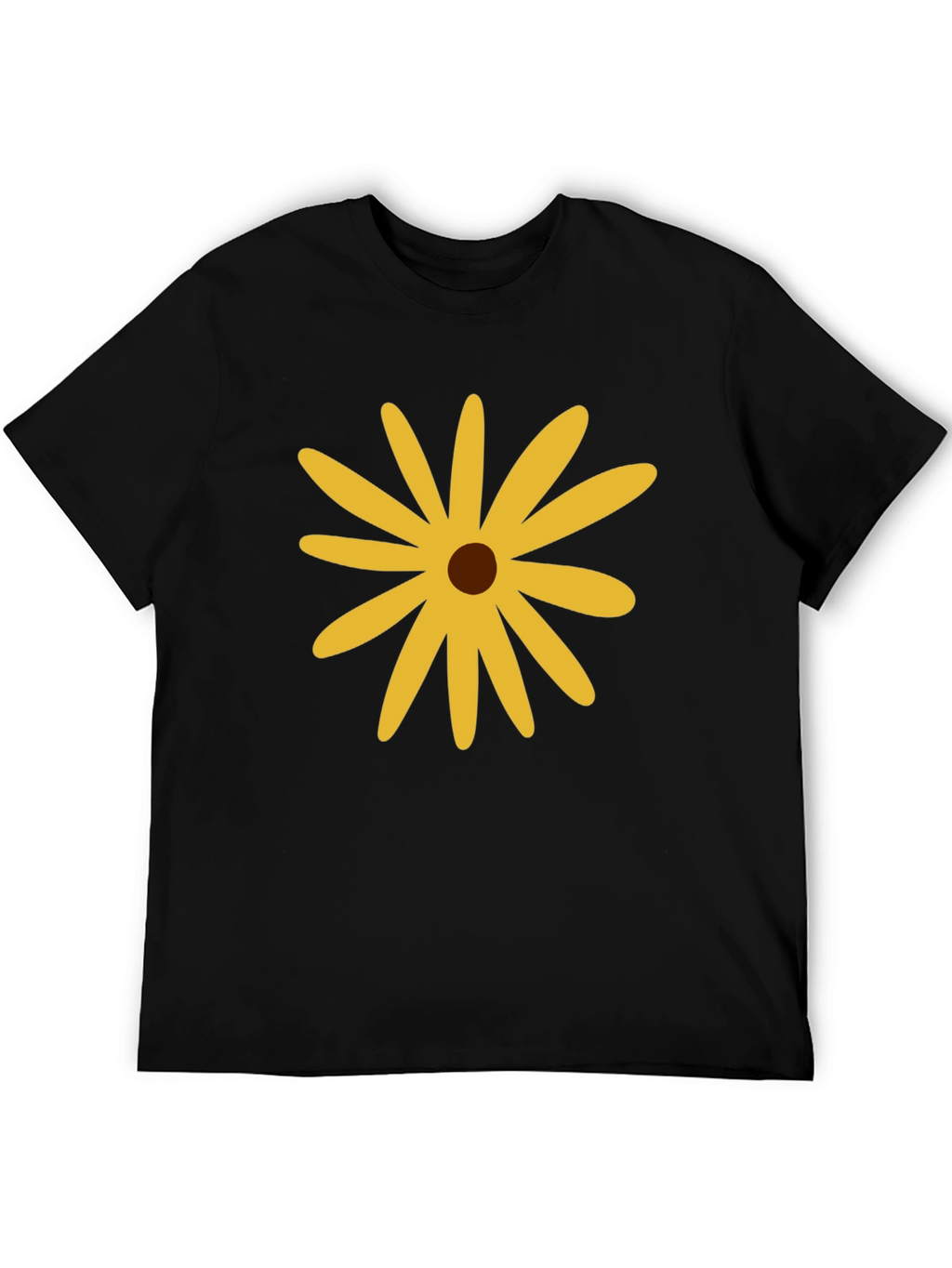 Black T-Shirt with Yellow Flower