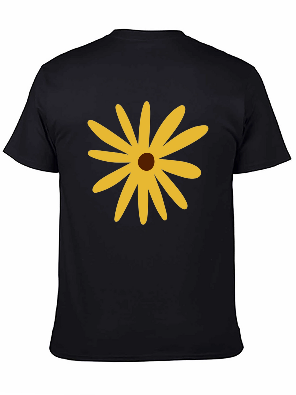 Black T-Shirt with Yellow Flower