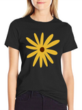 Black T-Shirt with Yellow Flower