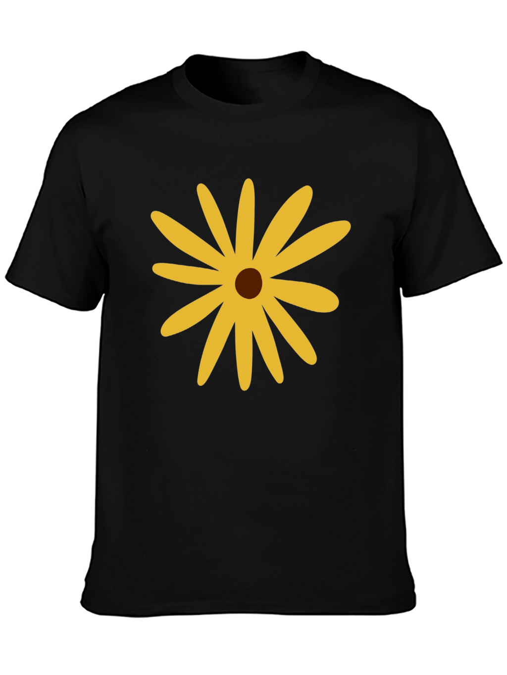 Black T-Shirt with Yellow Flower