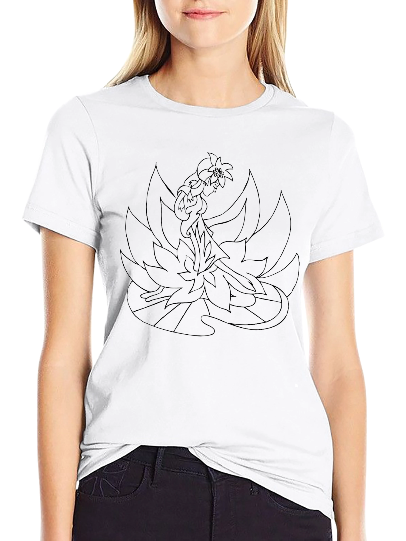 Black Graphic Tee - Nine-Tailed Fox Design