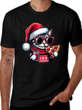 Festive Cat Pizza T-Shirt