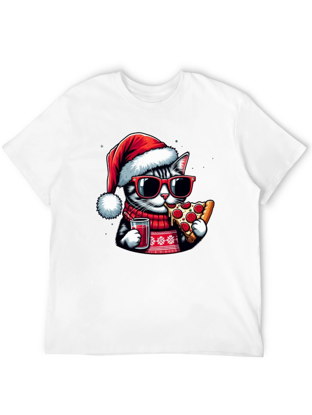 Festive Cat Pizza T-Shirt