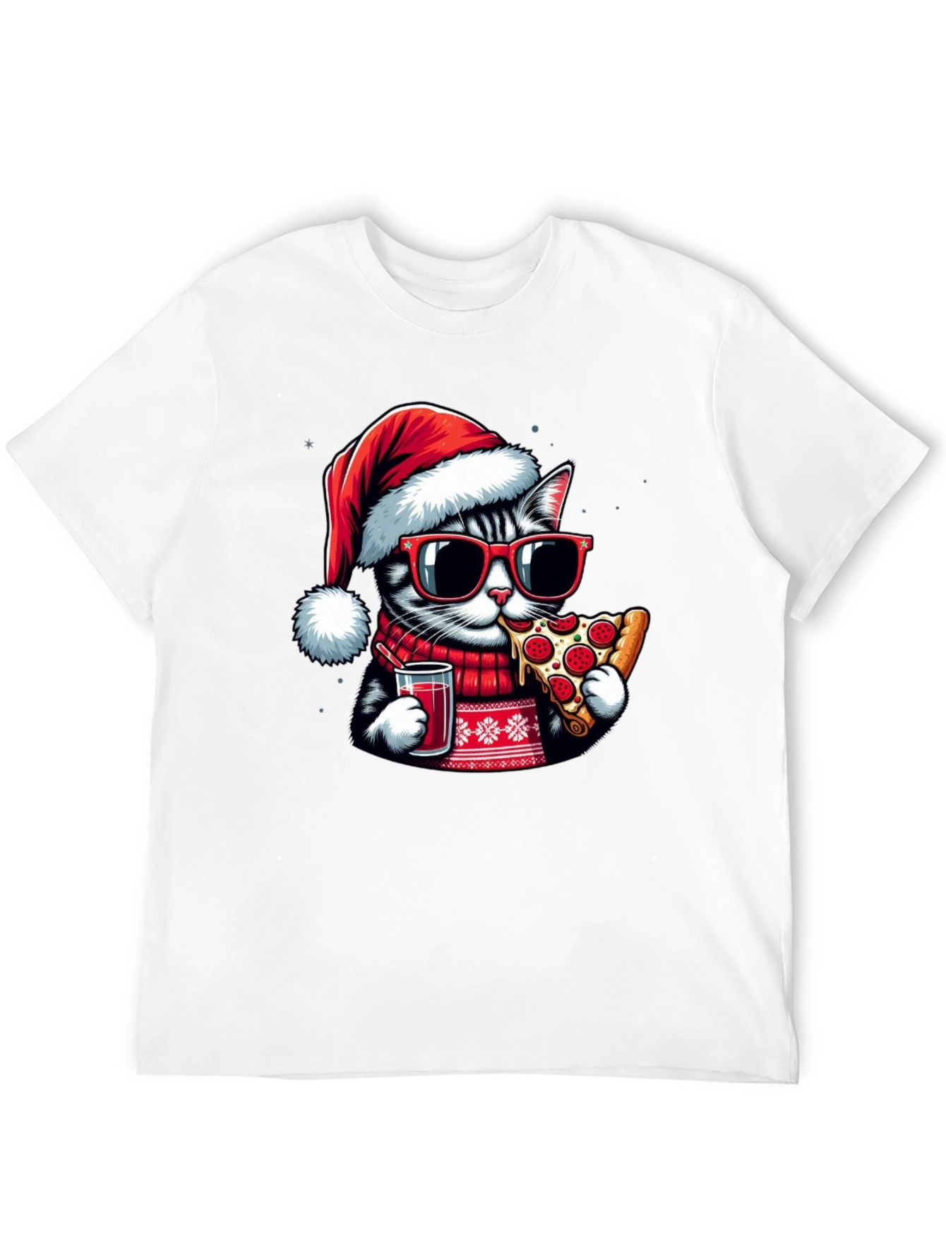 Festive Cat Pizza T-Shirt