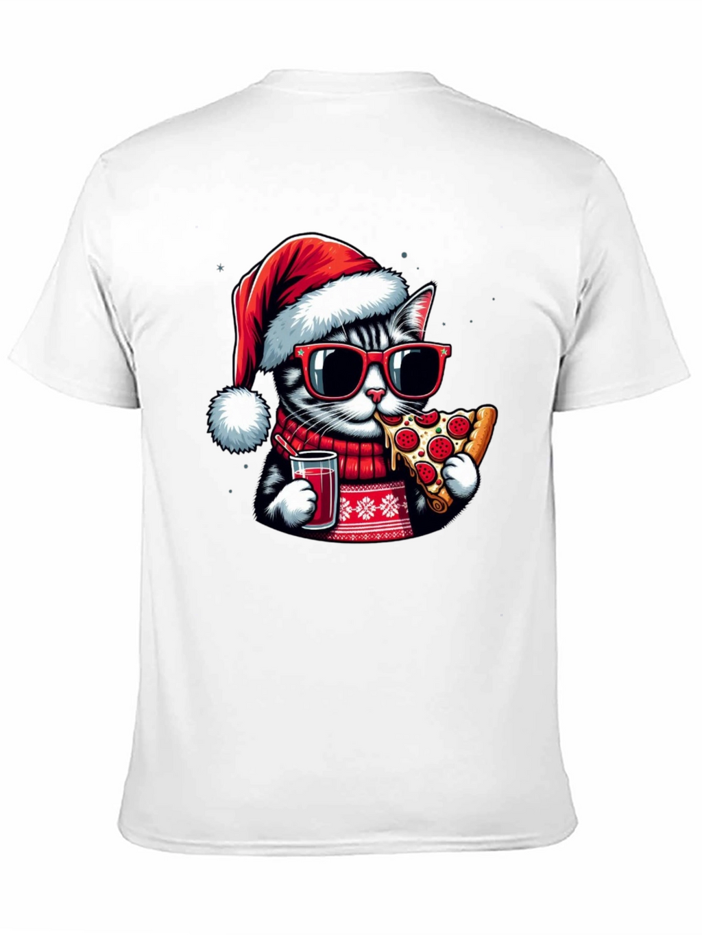 Festive Cat Pizza T-Shirt