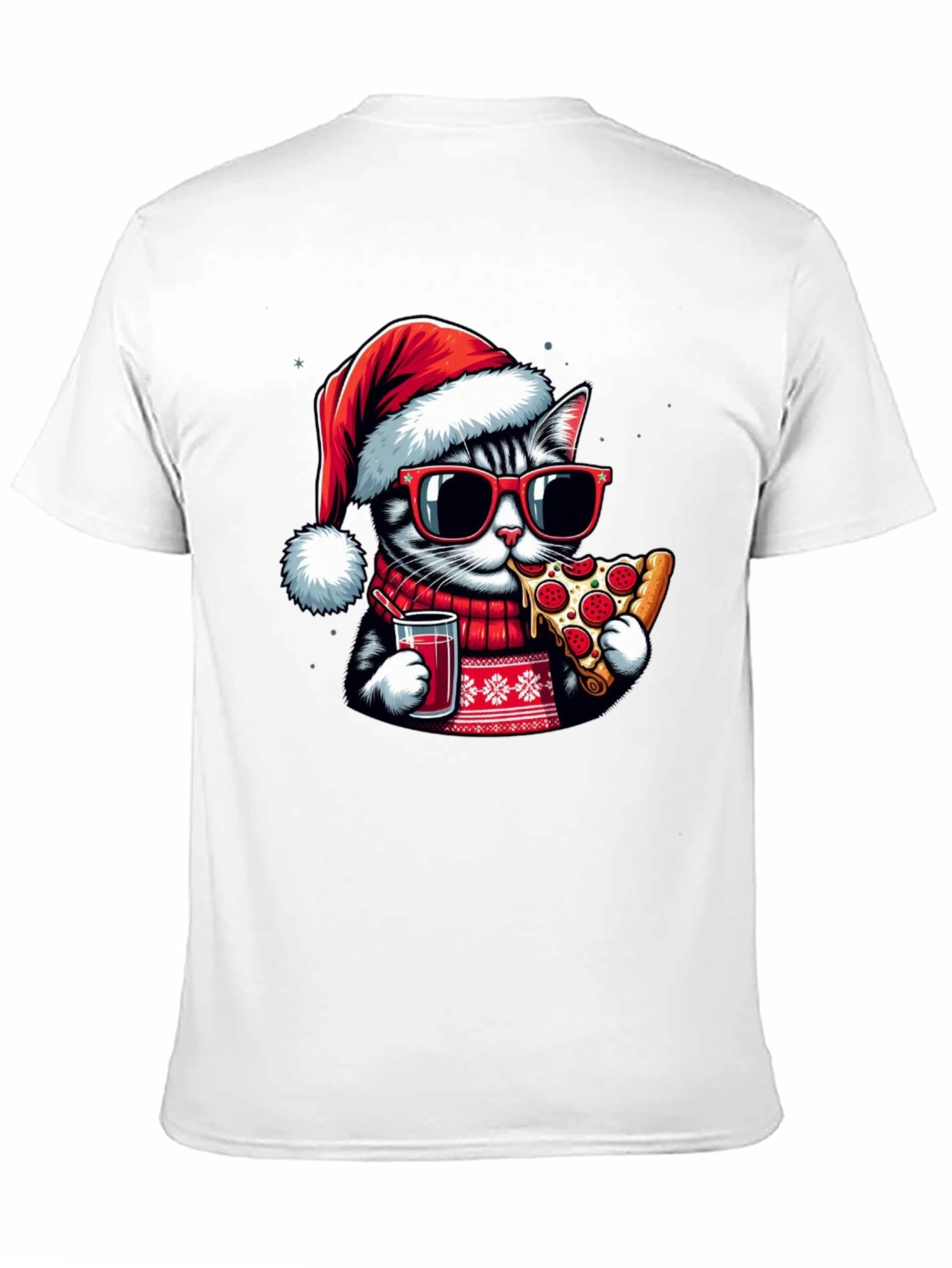 Festive Cat Pizza T-Shirt