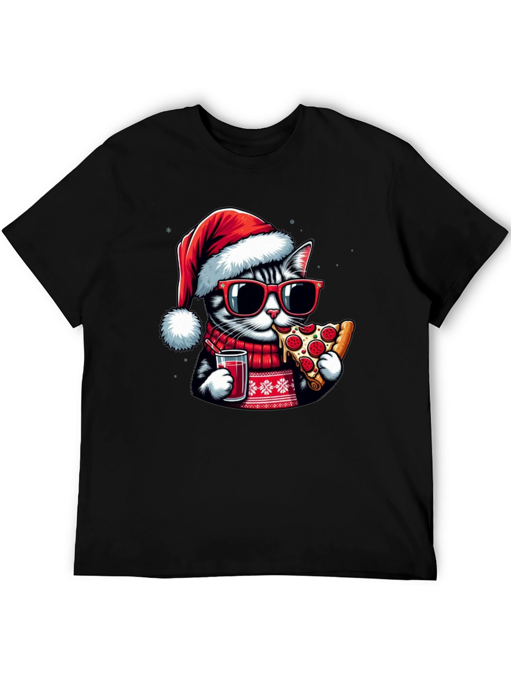 Festive Cat Pizza T-Shirt