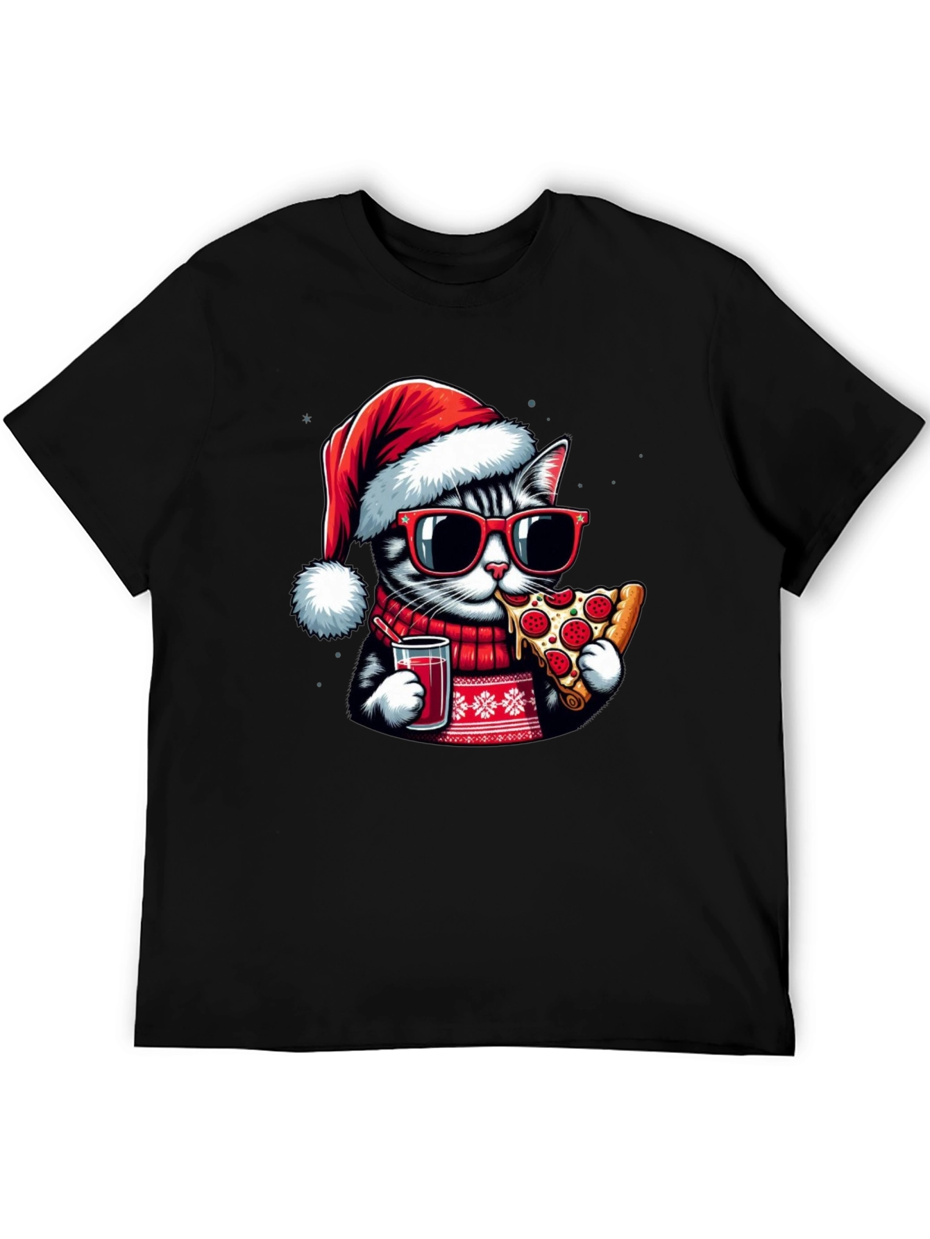 Festive Cat Pizza T-Shirt