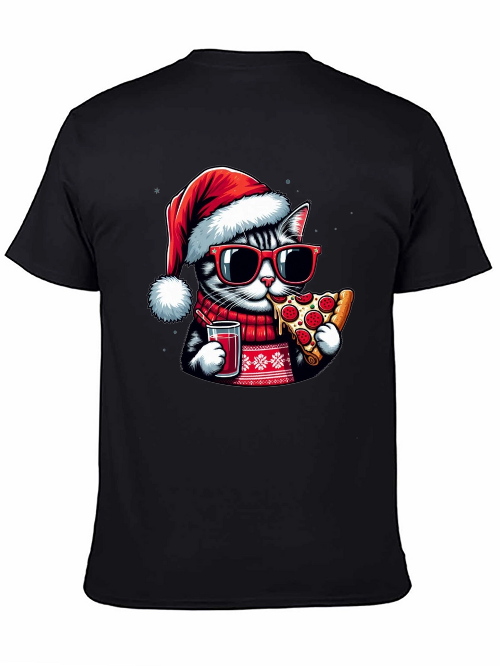 Festive Cat Pizza T-Shirt