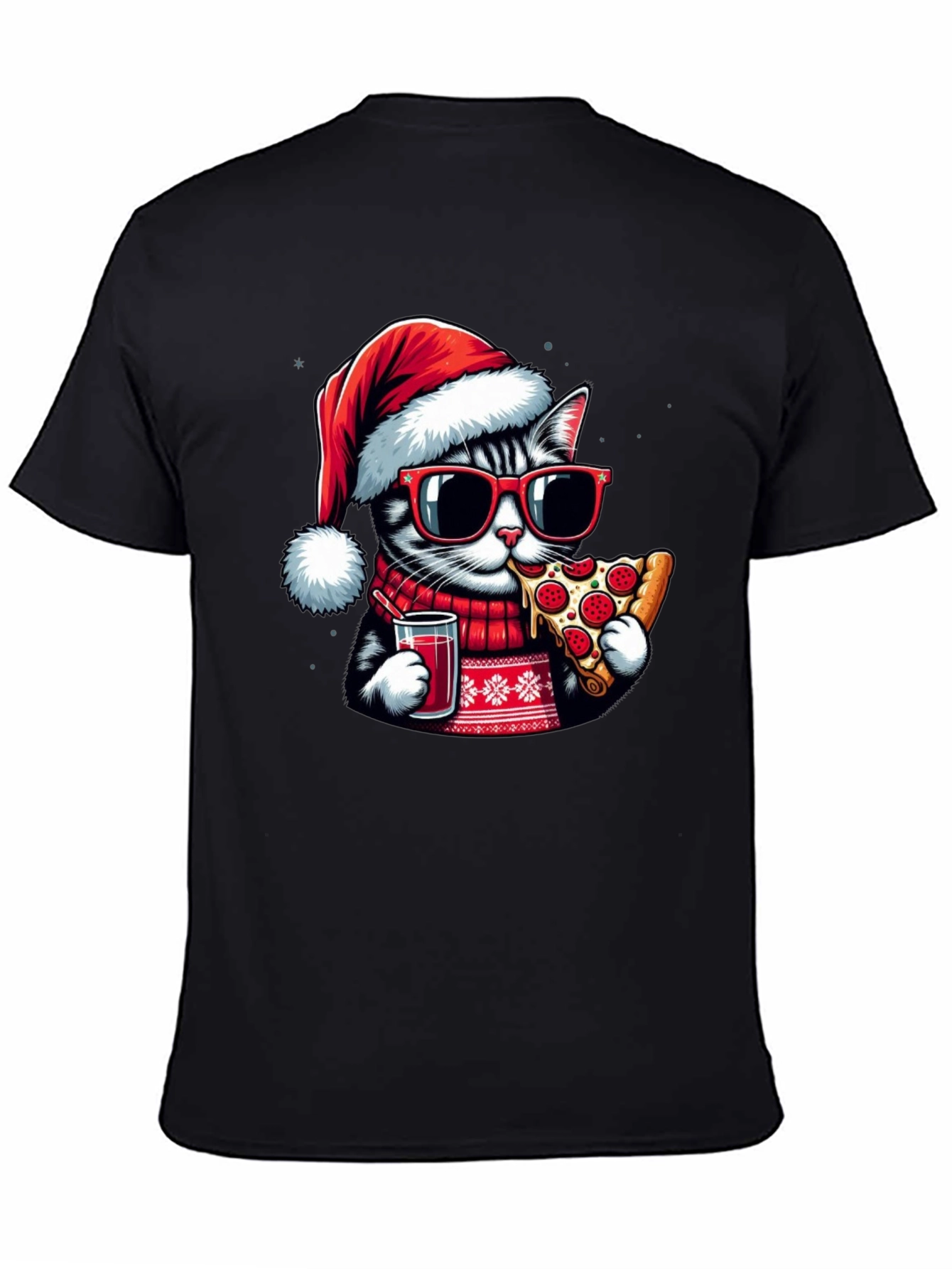 Festive Cat Pizza T-Shirt