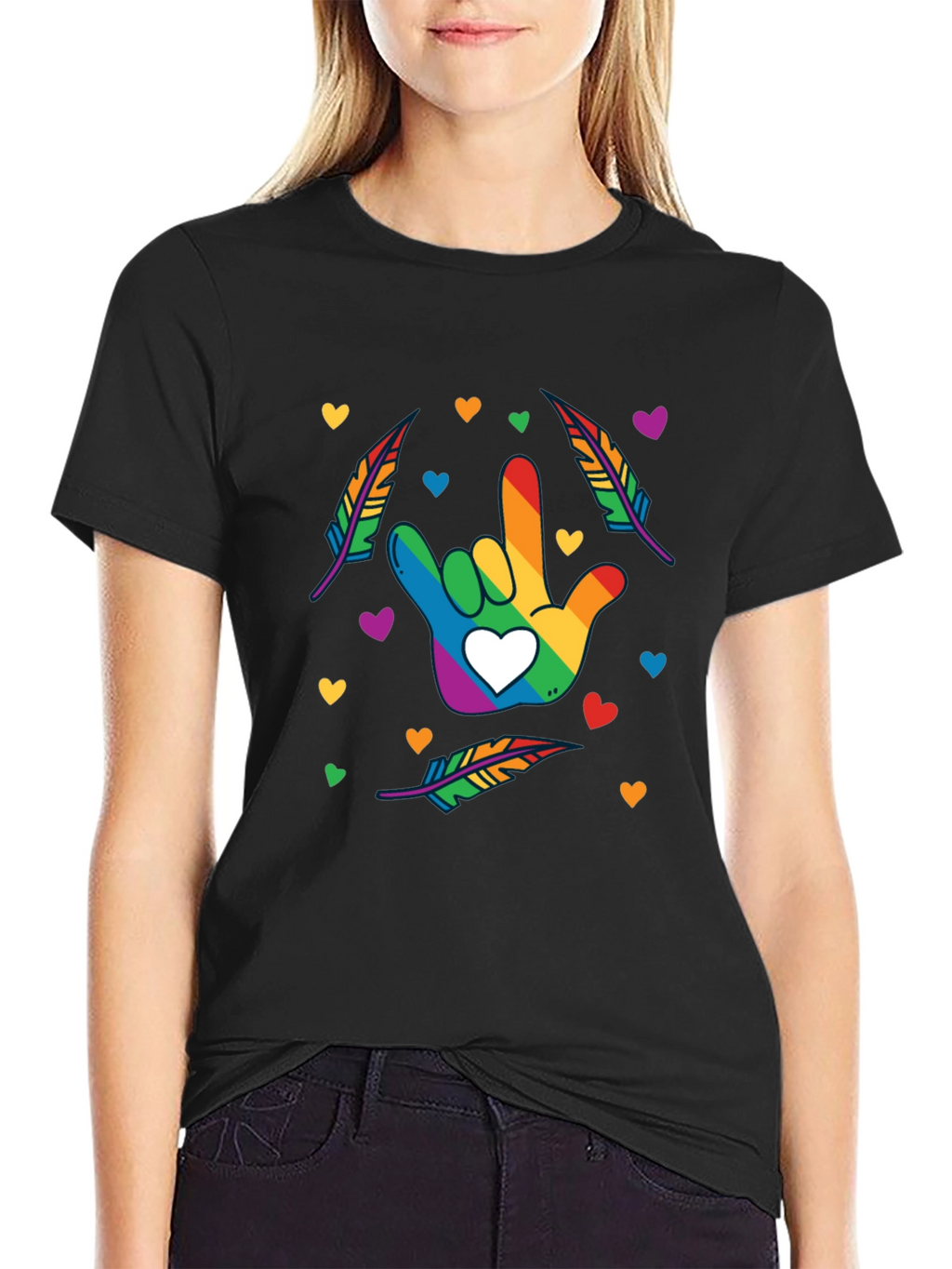 Rainbow ASL I Love You Hand Shirt