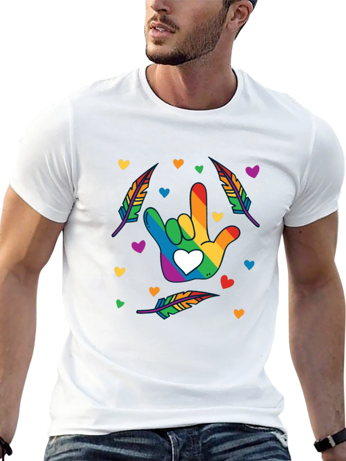 Rainbow ASL I Love You Hand Shirt