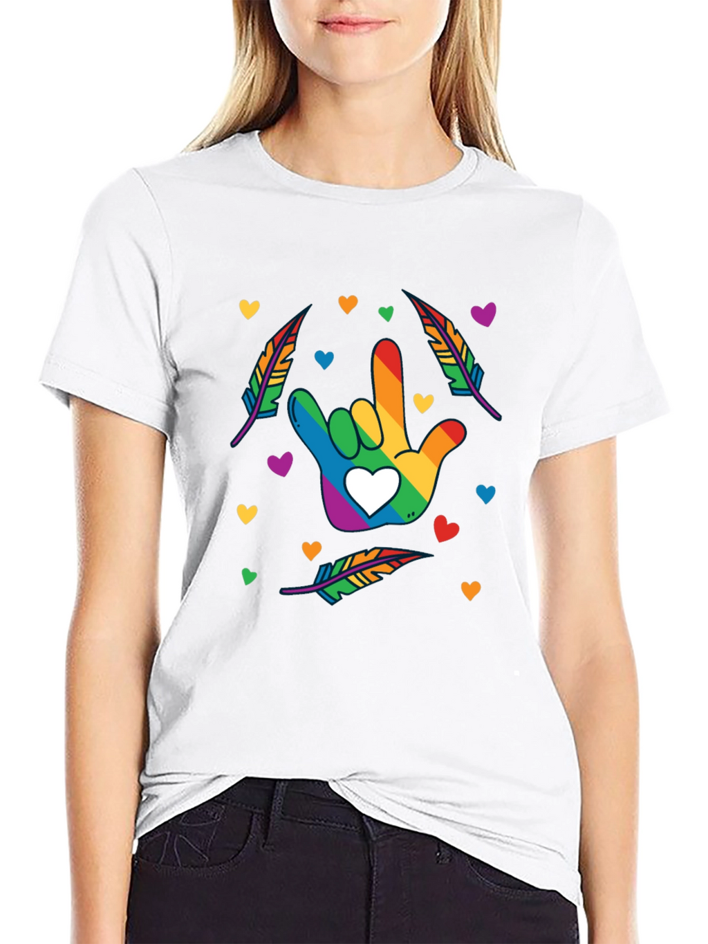 Rainbow ASL I Love You Hand Shirt