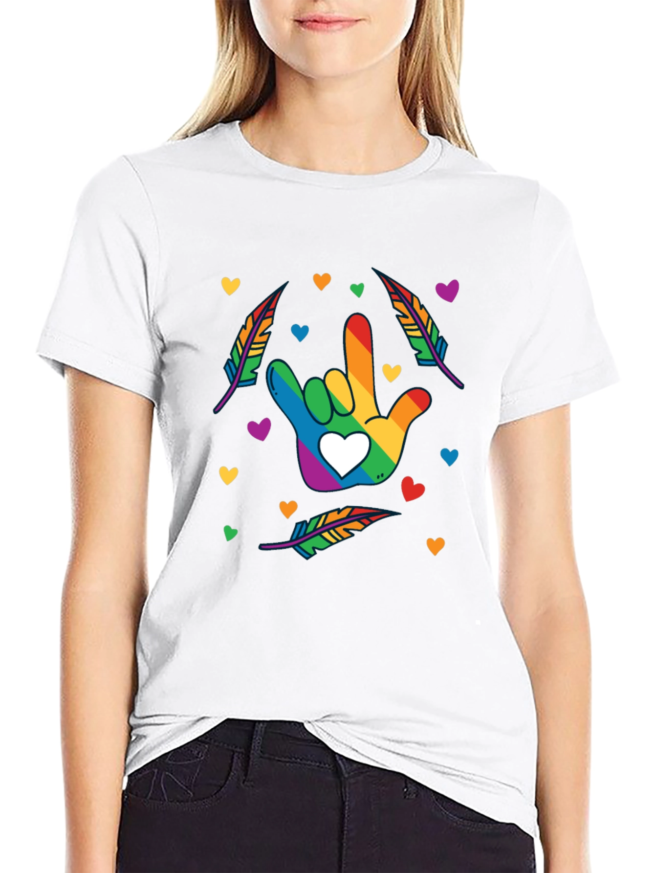 Rainbow ASL I Love You Hand Shirt