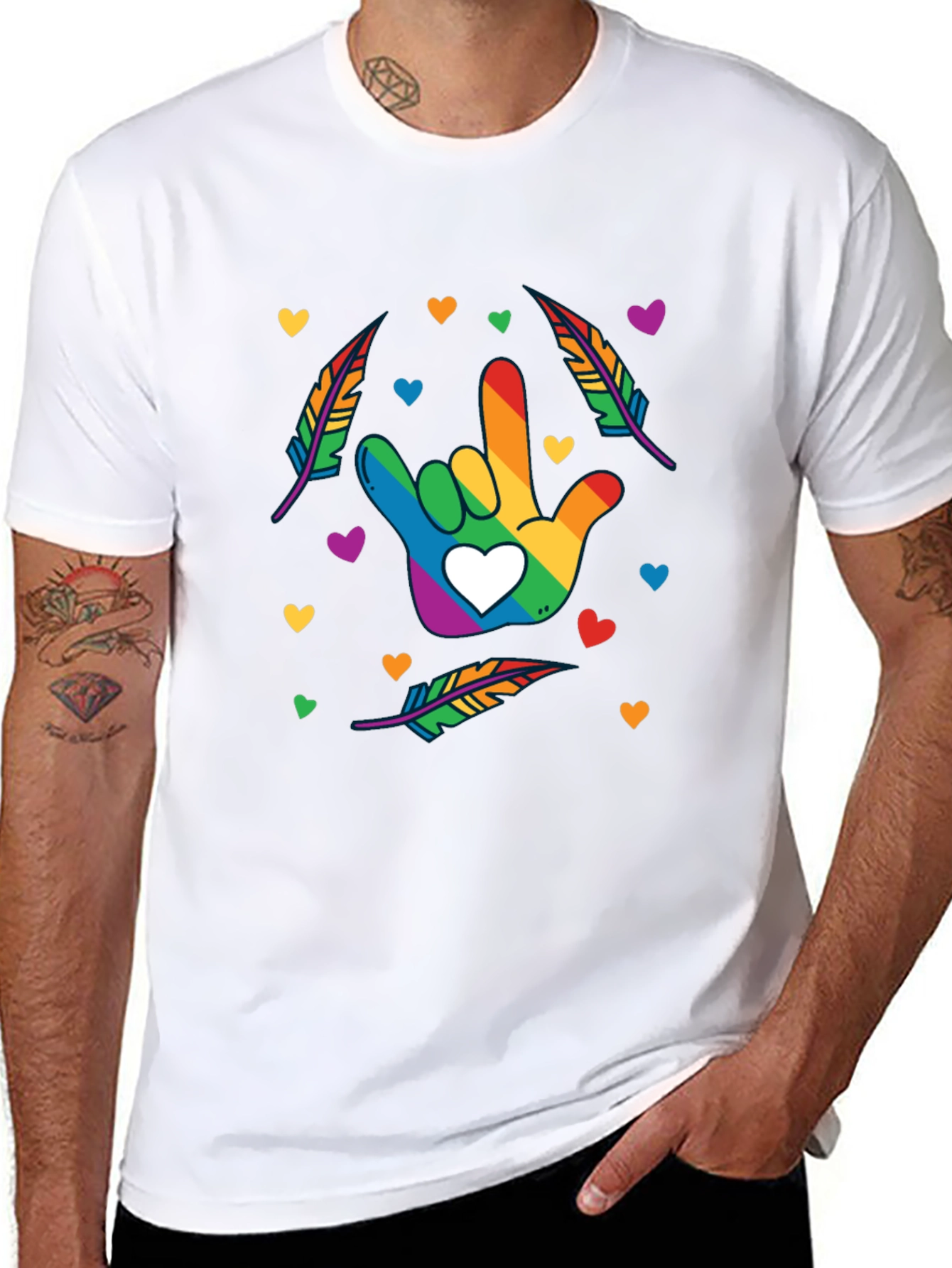 Rainbow ASL I Love You Hand Shirt
