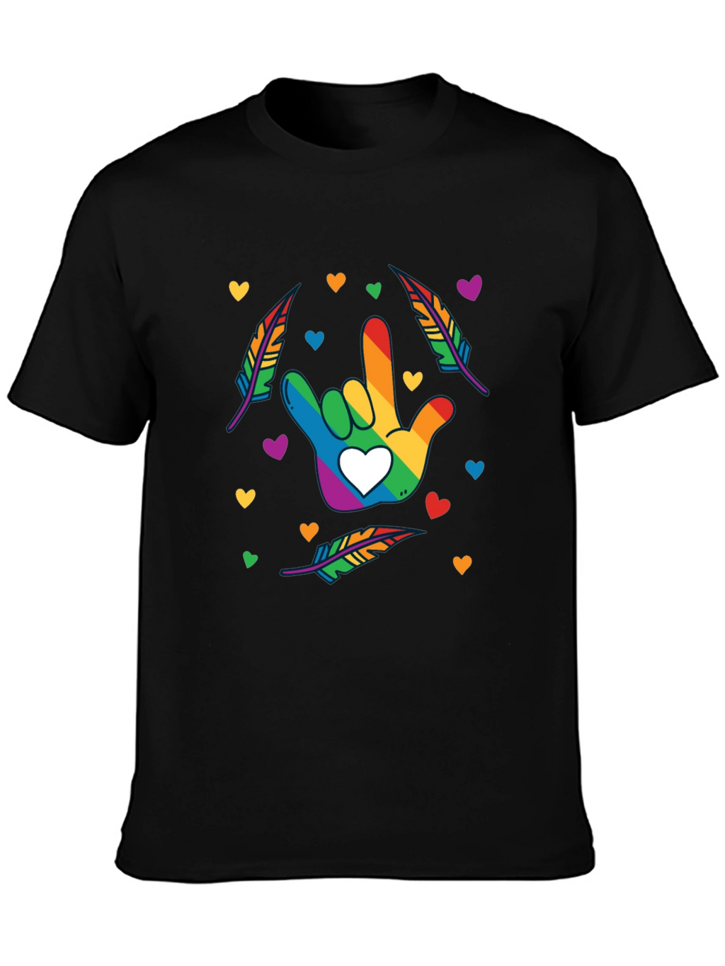 Rainbow ASL I Love You Hand Shirt