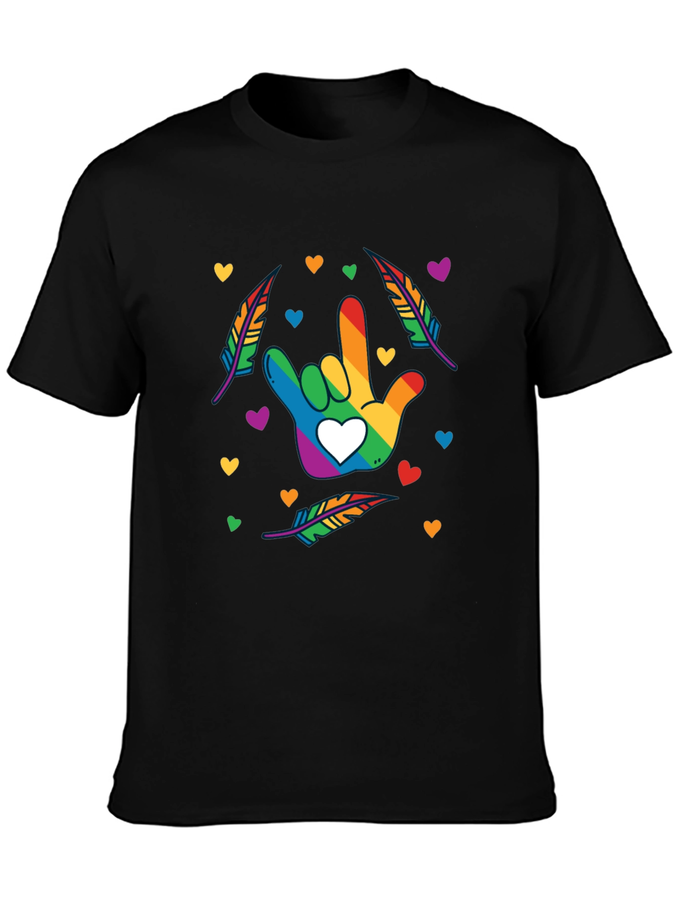 Rainbow ASL I Love You Hand Shirt
