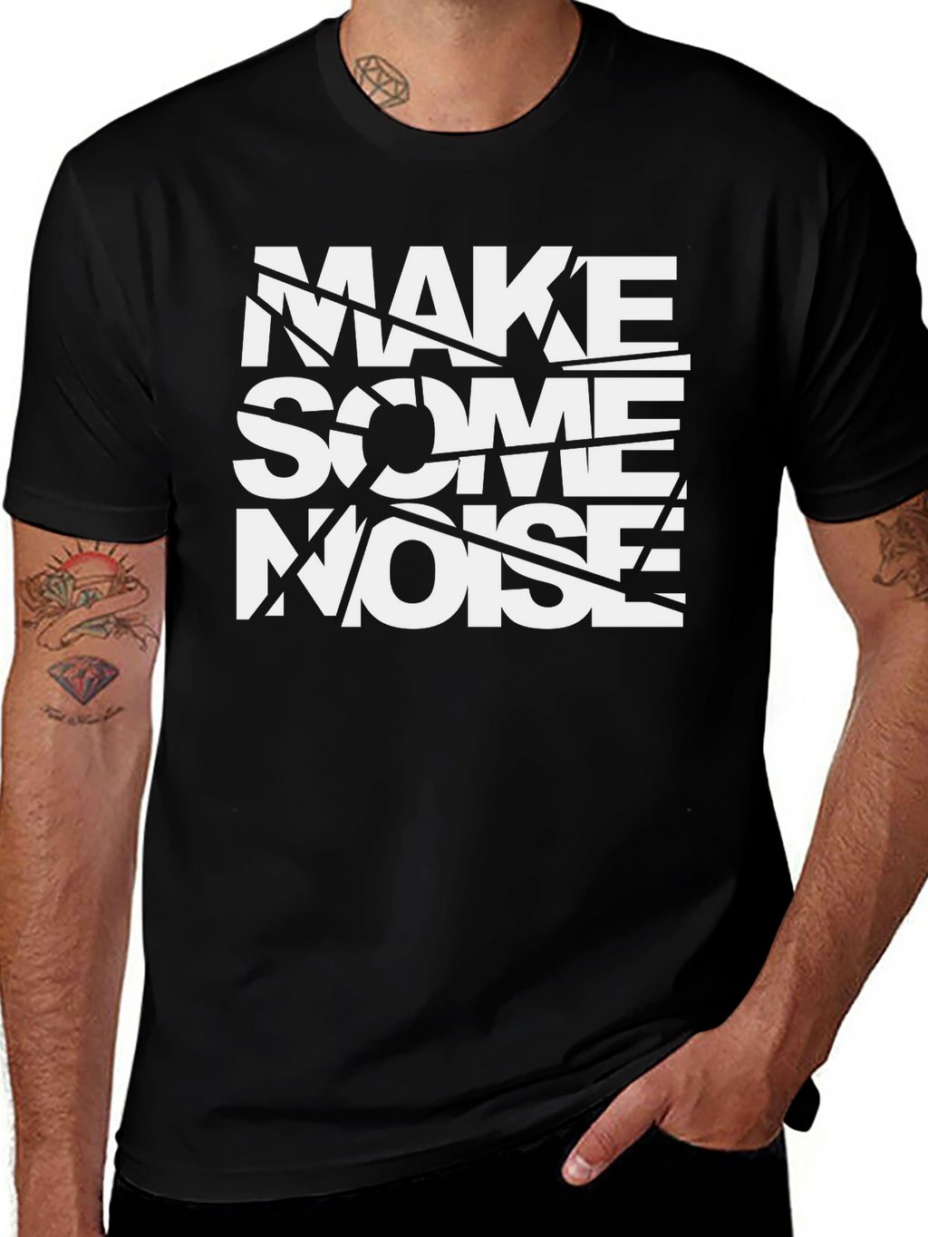 Make Some Noise Graphic Tee - Black Cotton T-Shirt