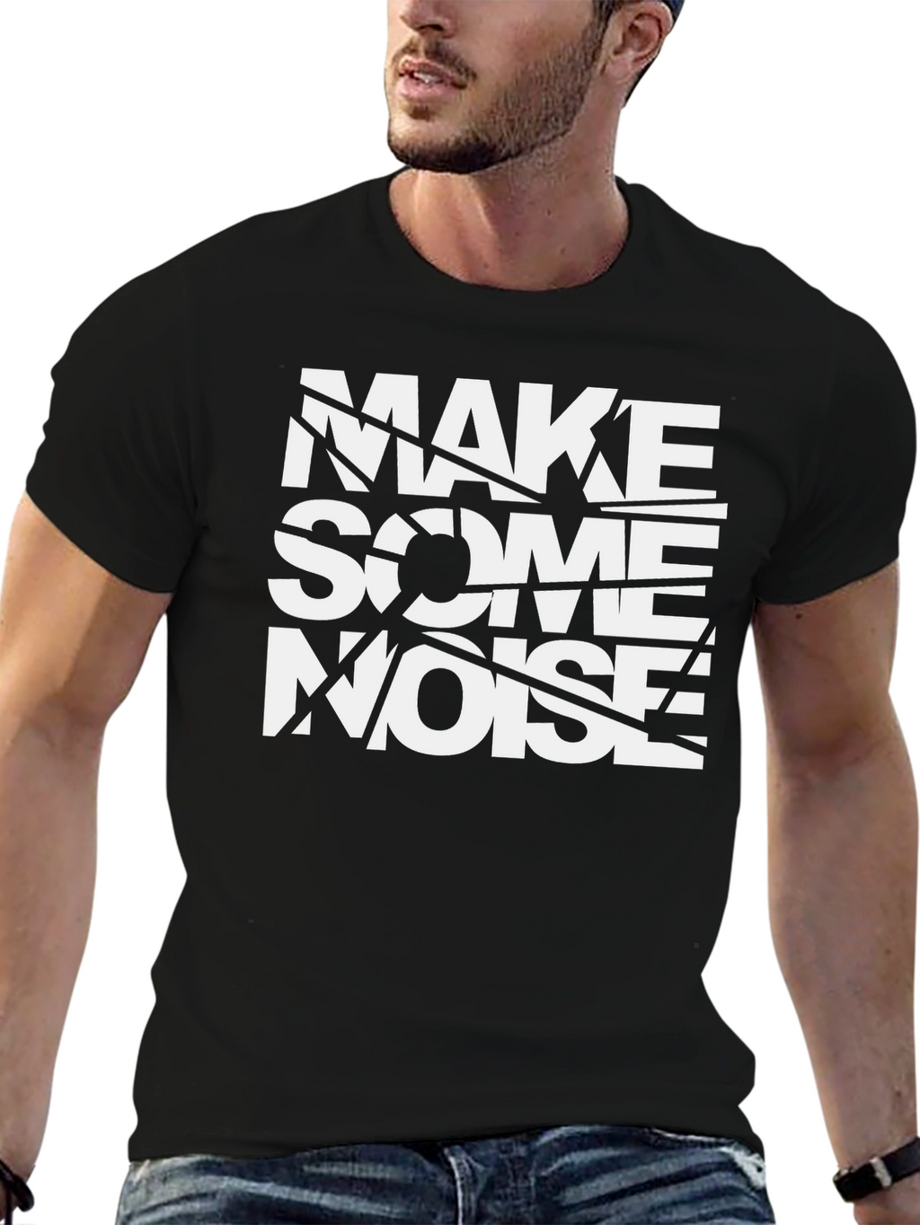 Make Some Noise Graphic Tee - Black Cotton T-Shirt