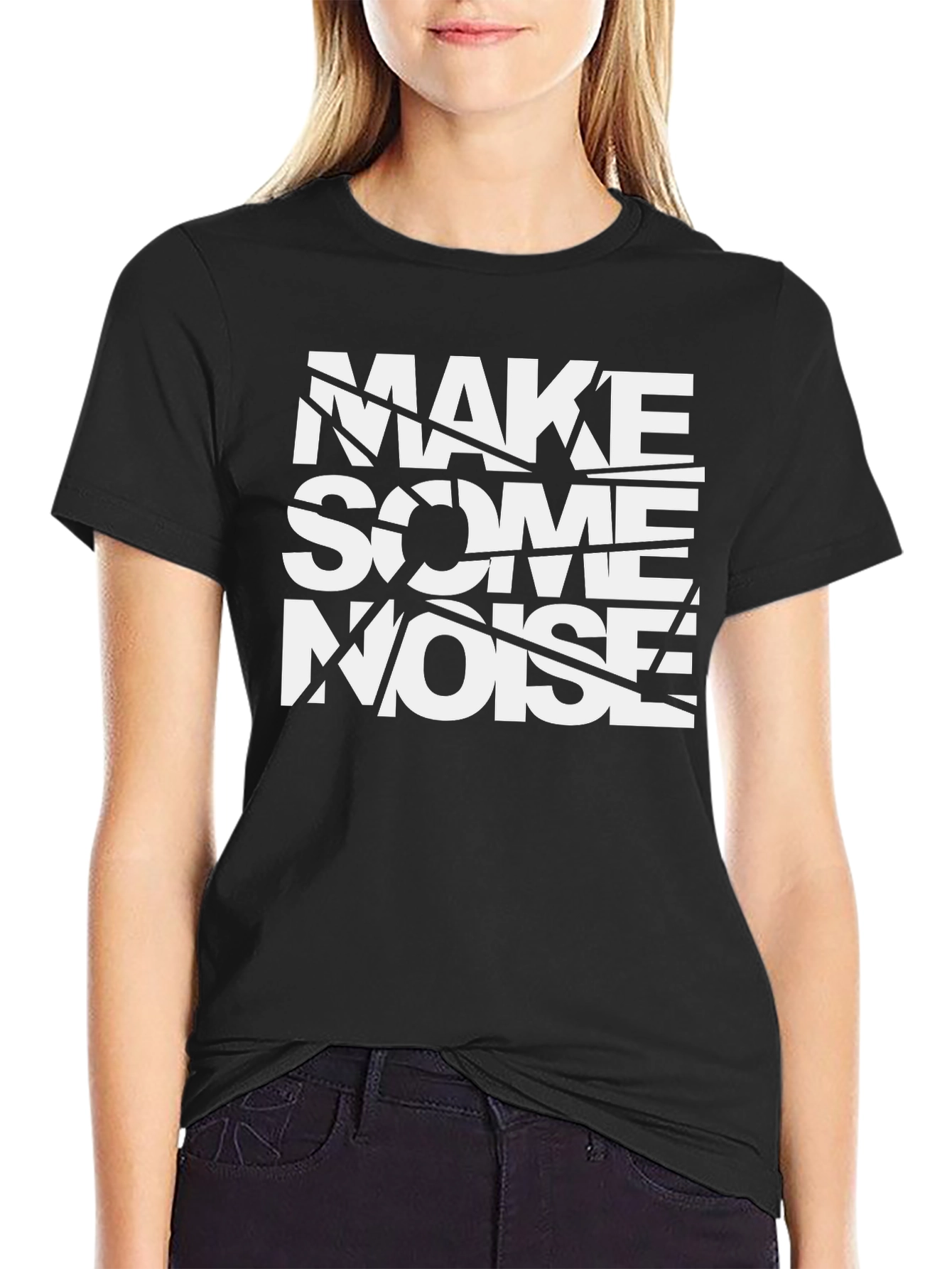 Make Some Noise Graphic Tee - Black Cotton T-Shirt