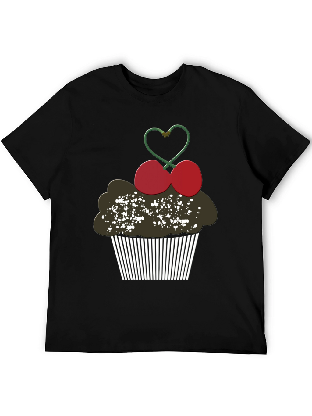 Cupcake Cherry Heart Graphic Tee - Black