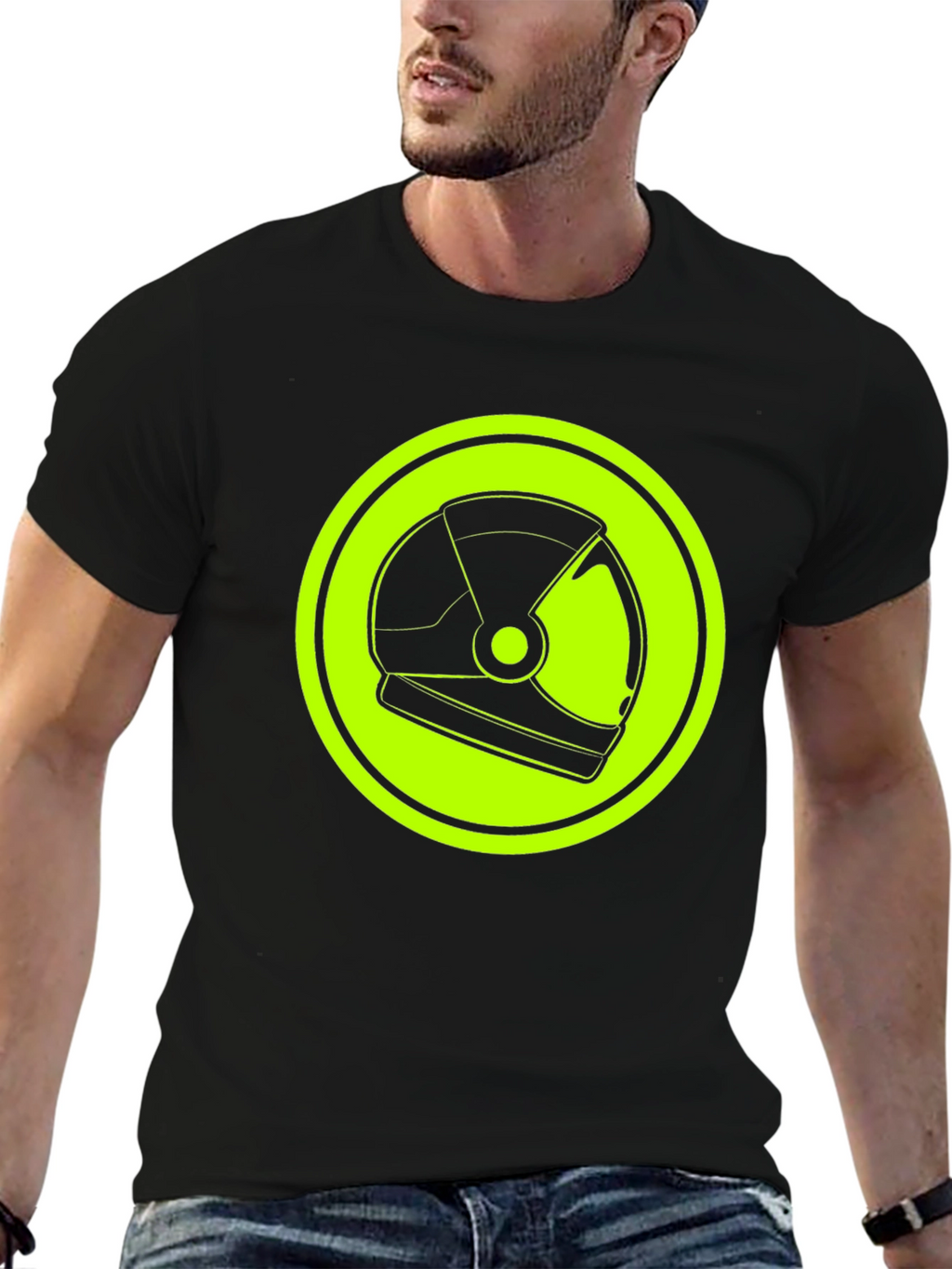 Astronaut Helmet Graphic Tee - Retro Space Style