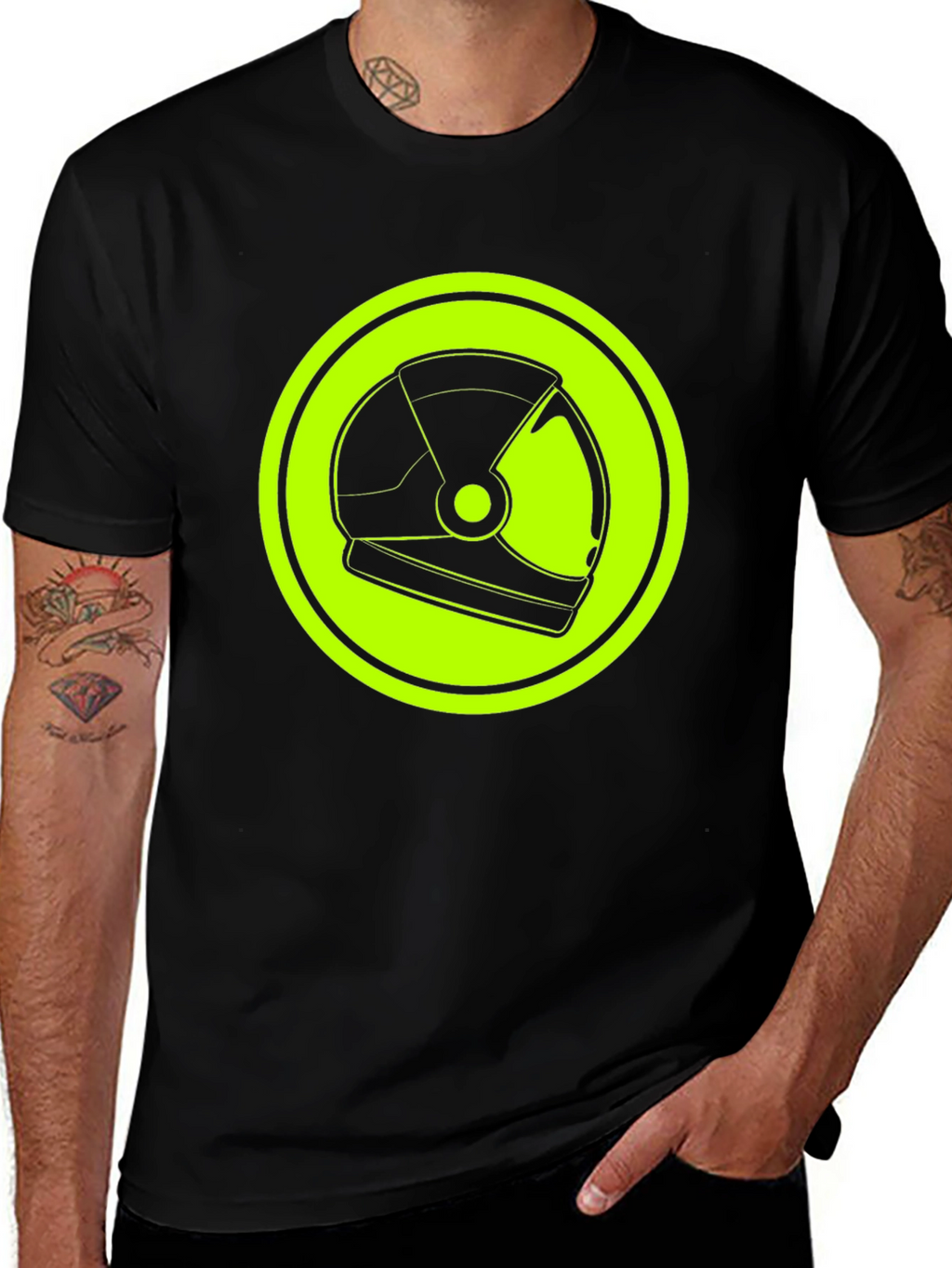Astronaut Helmet Graphic Tee - Retro Space Style
