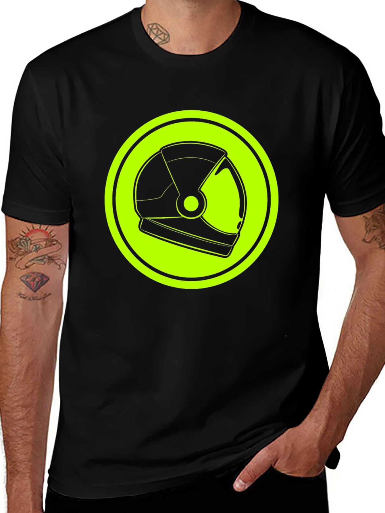 Astronaut Helmet Graphic Tee - Retro Space Style