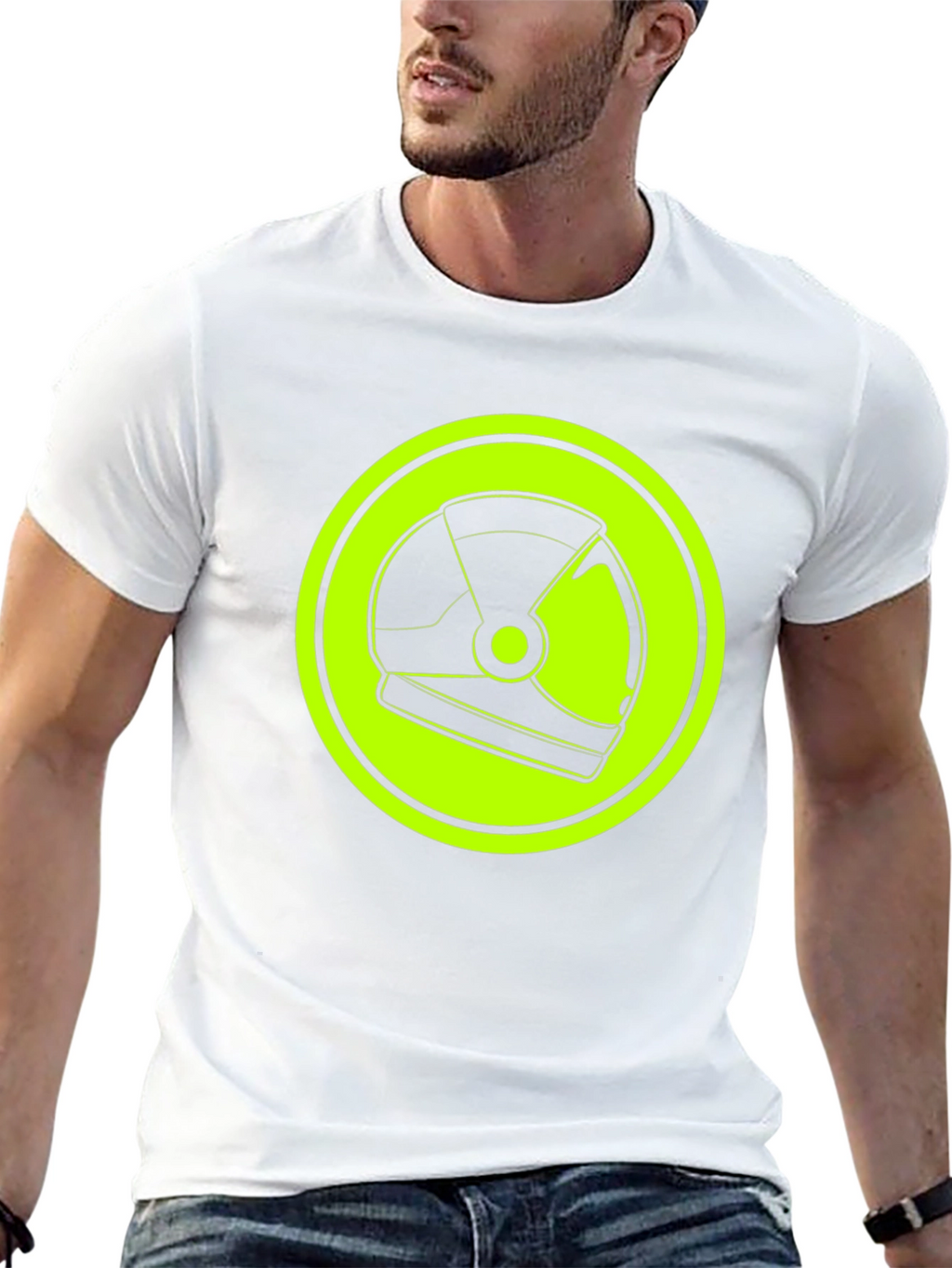 Astronaut Helmet Graphic Tee - Retro Space Style