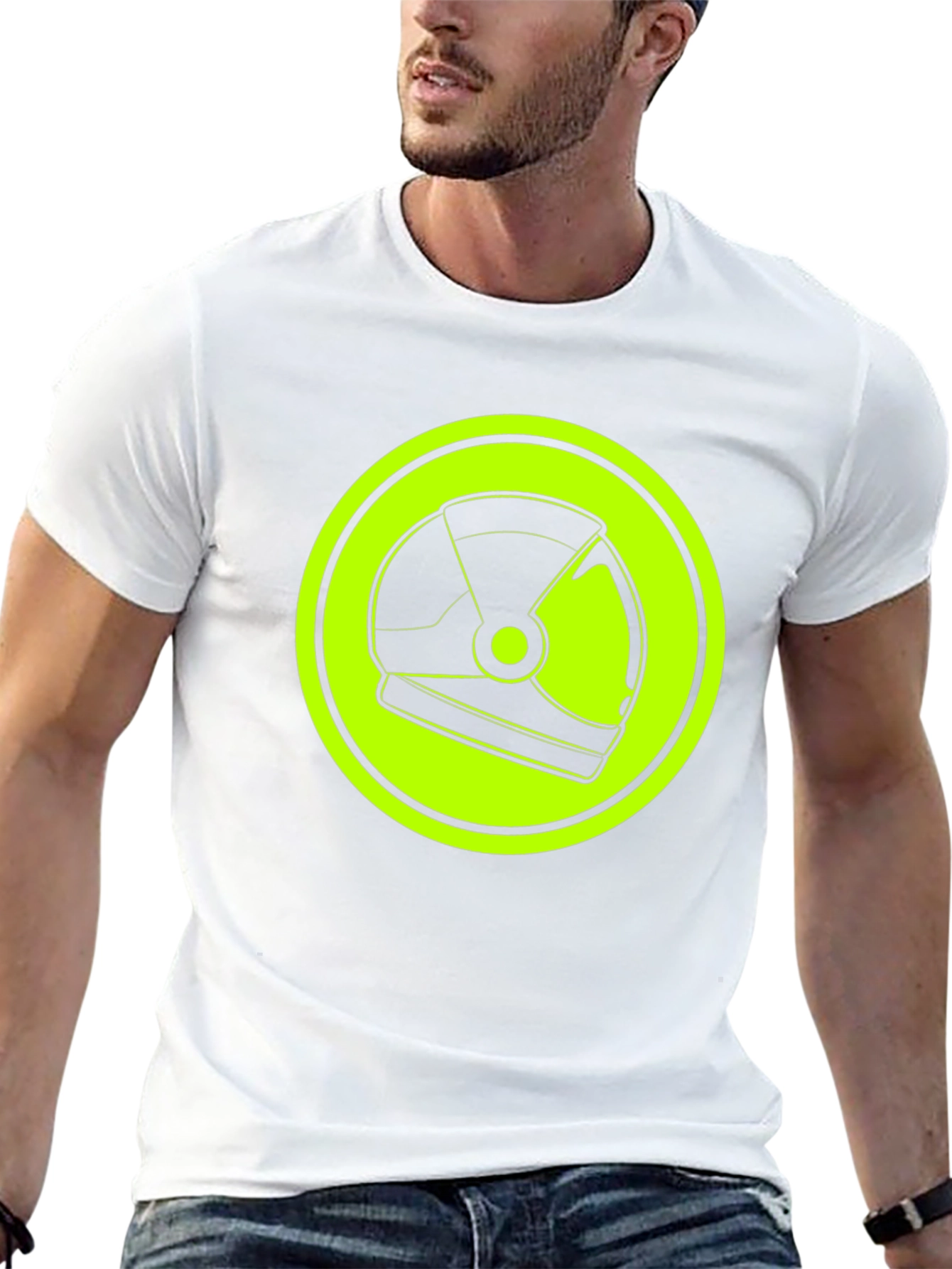 Astronaut Helmet Graphic Tee - Retro Space Style